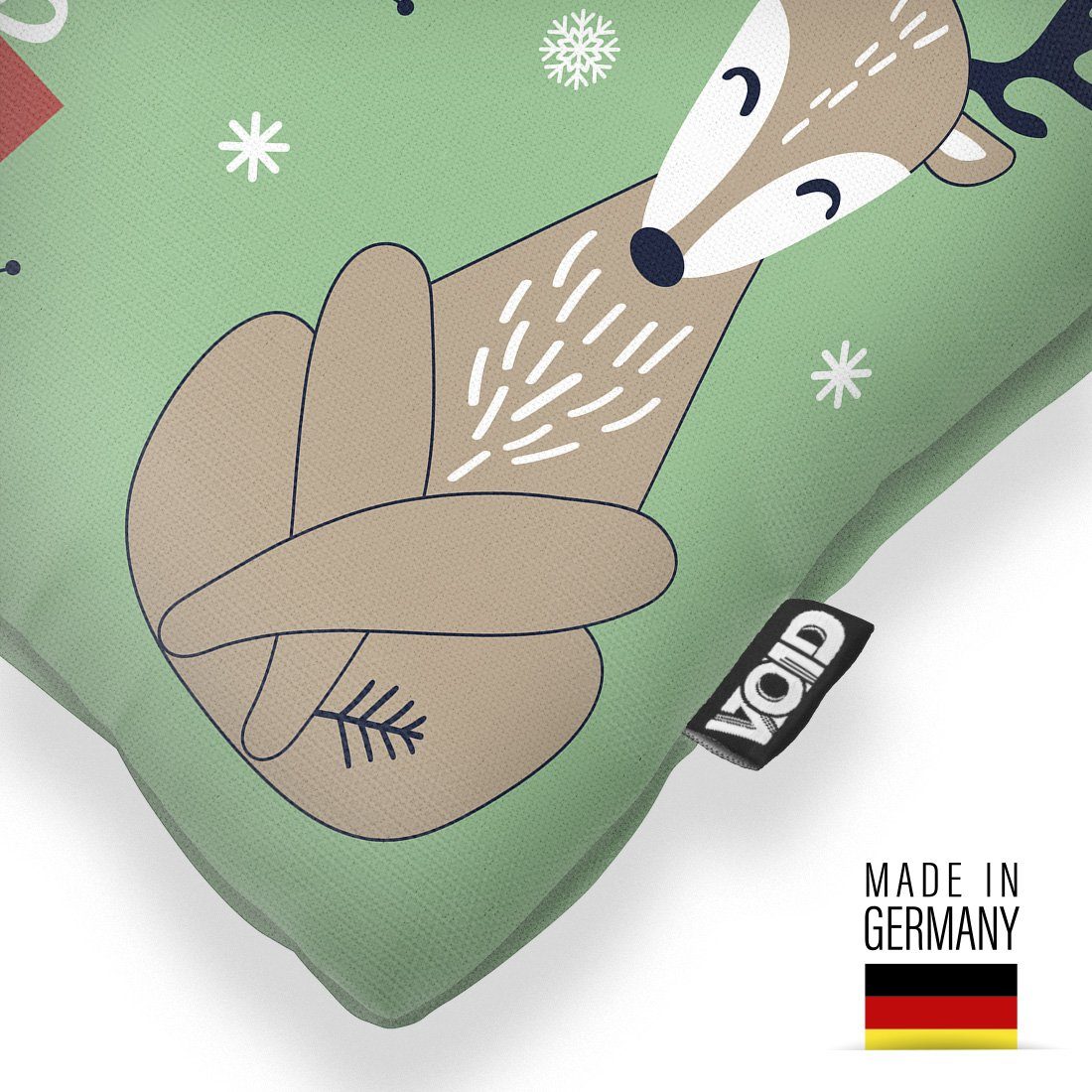Weihnachten Stück), Deko Fuchs Kinder Tiere Rentier Weihnachten Winter Eule Reh (1 Kissenbezug VOID Kissenbezug, Kinder Hase