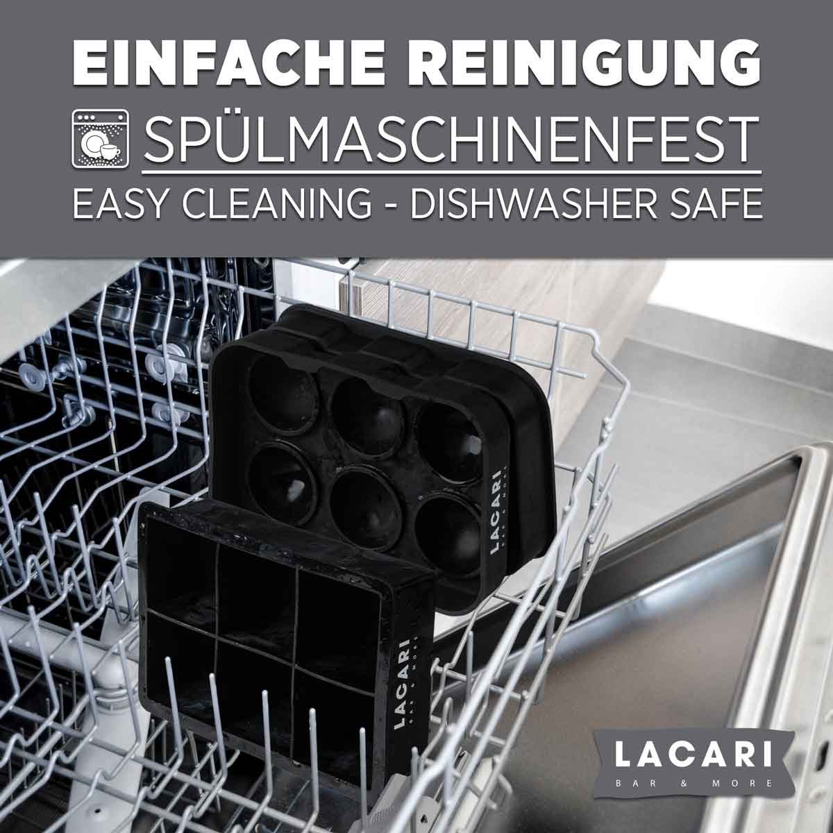 LACARI Eiswürfelform Silikon groß Ice Cube XXL 6 x Rund & 6 x Eckig, (2-tlg) – Bild 4 von 5