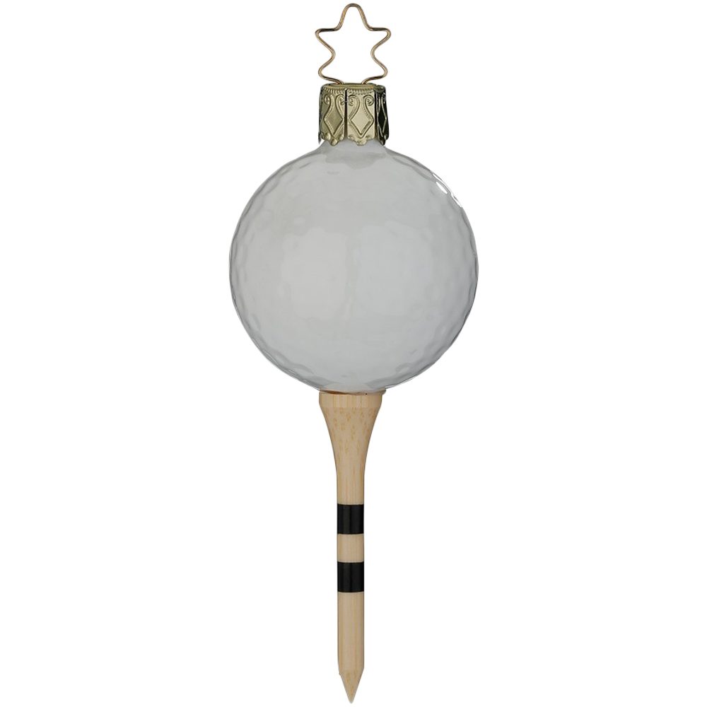 INGE-GLAS® Christbaumschmuck Golfball - bereit zum Abschlag - 11cm (1-tlg), mundgeblasen, handbemalt