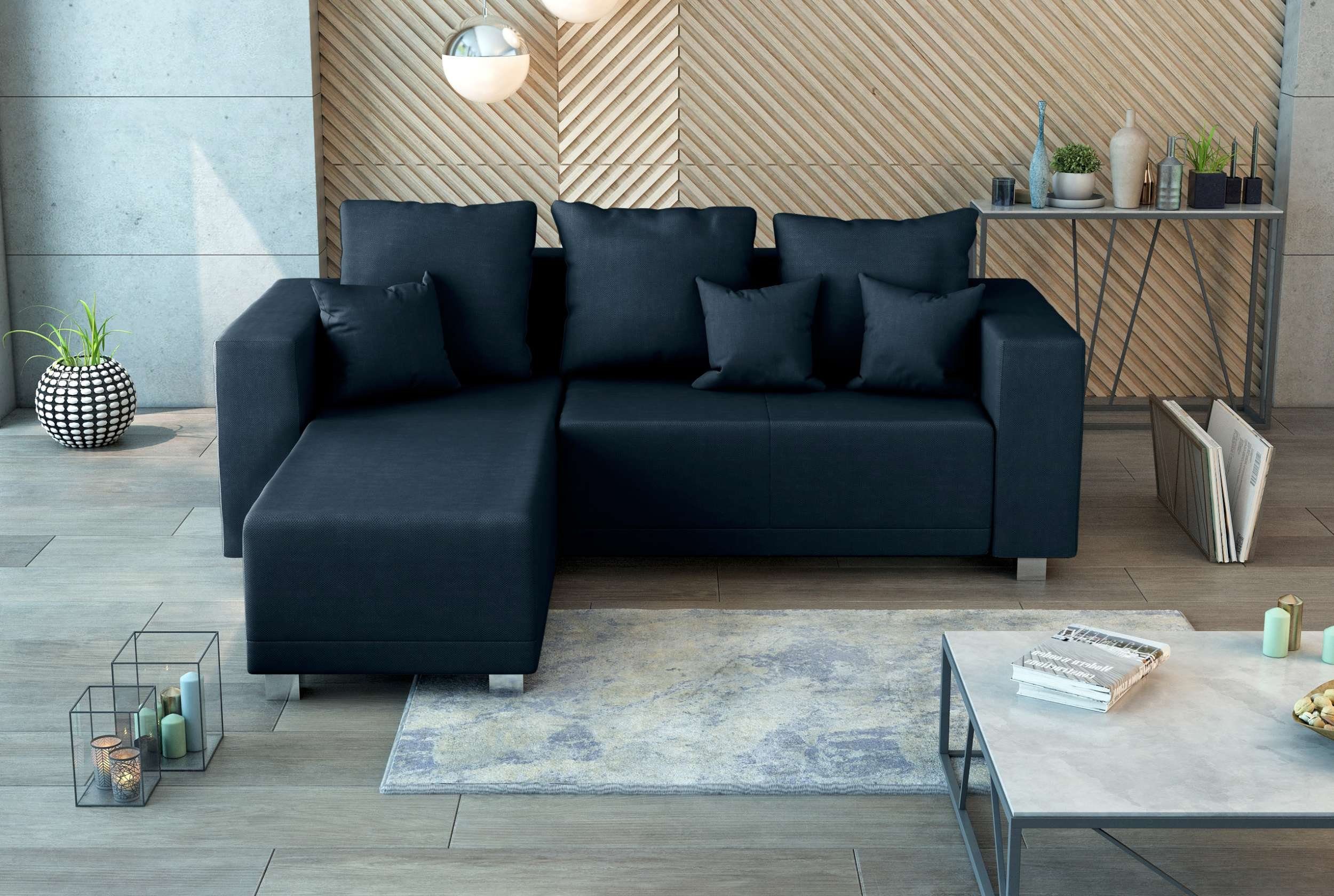 oder Stylefy und mane links Modern Francesca, mit Bettfunktion Eckcouch, Bonellfederung, bestellbar, L-Form, Ecksofa Bettkasten, Design rechts