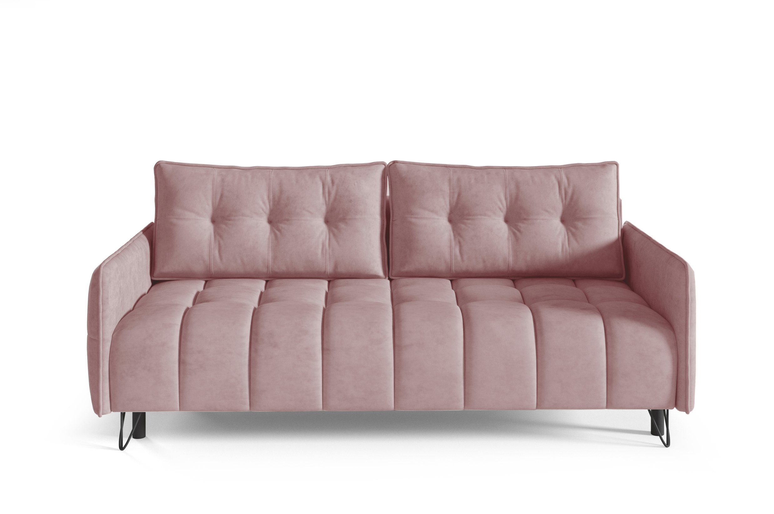 MOEBLO Schlafsofa PLUM, Sofa Couch für Wohnzimmer Polstersofa Sofagarnitur Wohnlandschaft mit Bettfunktion - (BxHxT): 218x95x104 cm, mit Schlaffunktion und Bettkasten Rose (Element 18)