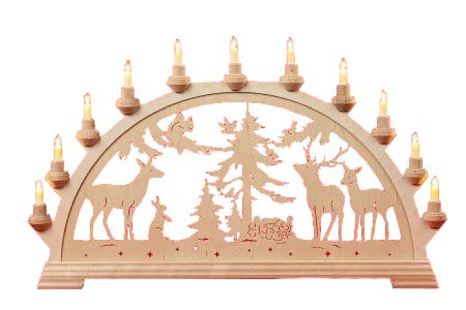 Kunstgewebe Taulin Schwibbogen Taulin Lichterbogen Tiere im Wald - ohne Vorbel., Handarbeit aus dem Erzgebirge