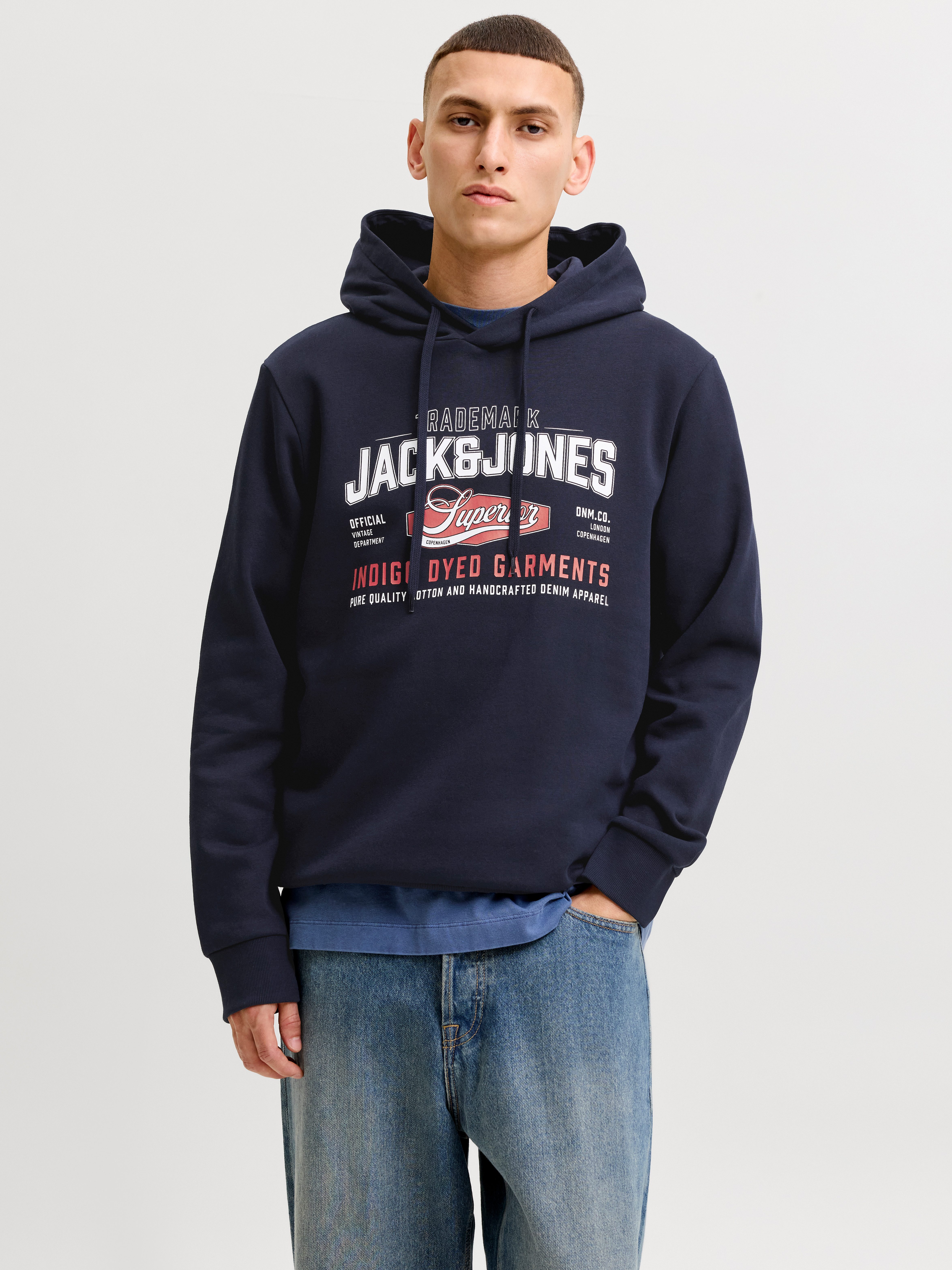 Jack & Jones Kapuzensweatshirt JJELOGO SWEAT HOOD 2 COL AW26 SN Baumwollmischung, regular fit