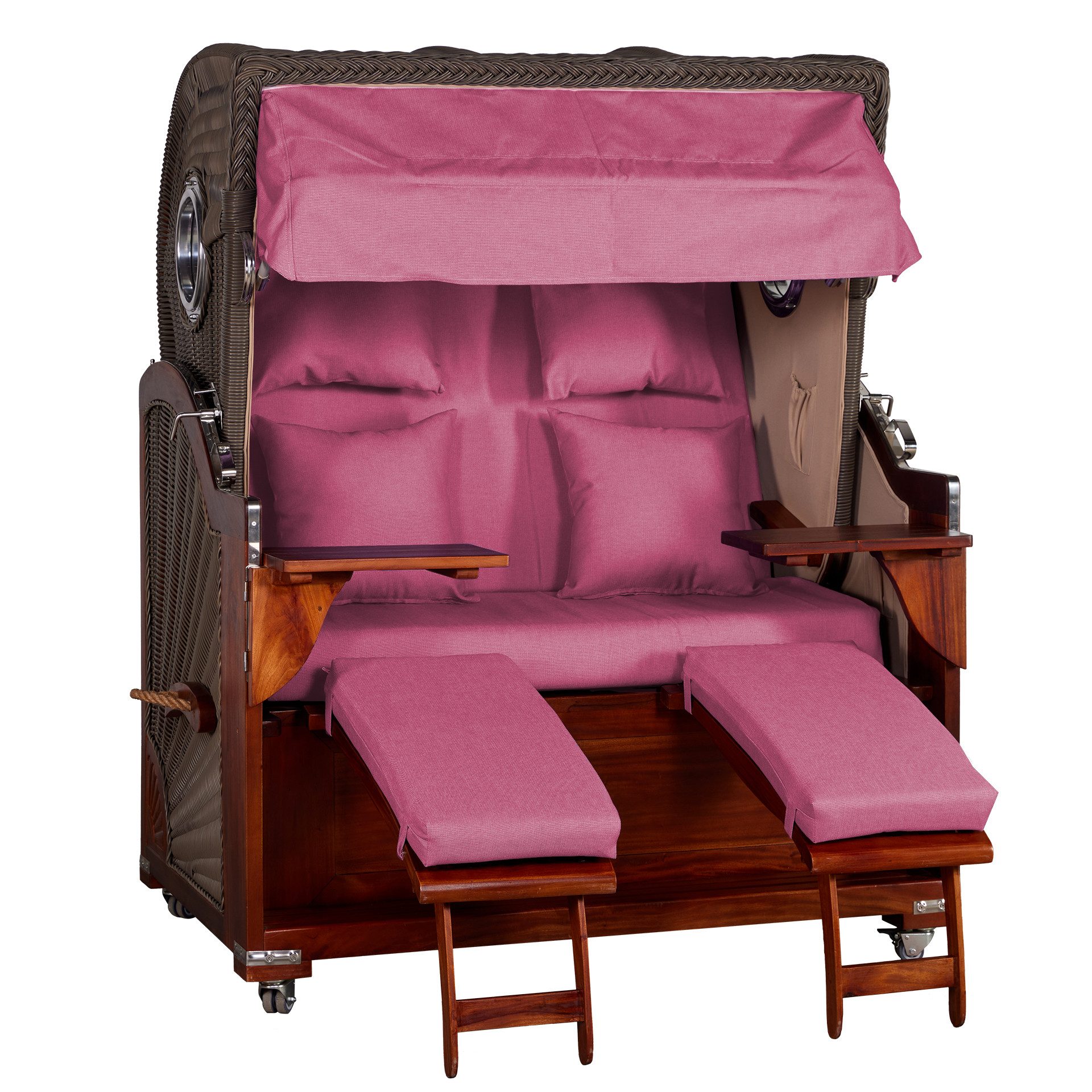 WebaVita Strandkorb Romy aus massivem rotbraunem Hartholz Rosa, BxTxH: 145x80x170 cm, Strandkorb