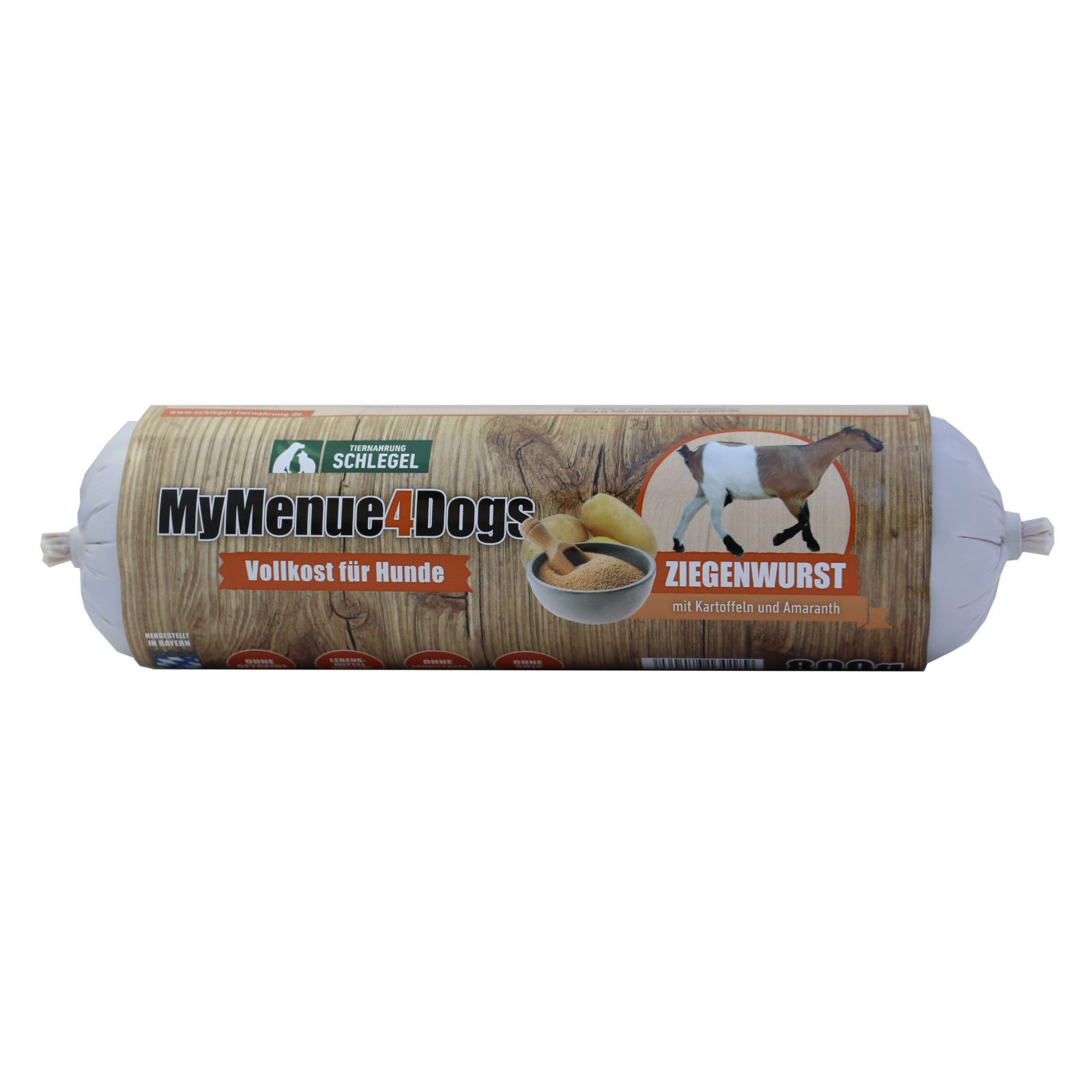 Tiernahrung Schlegel MyMenue4Dogs Hundefutter Ziegenwurst, 800g