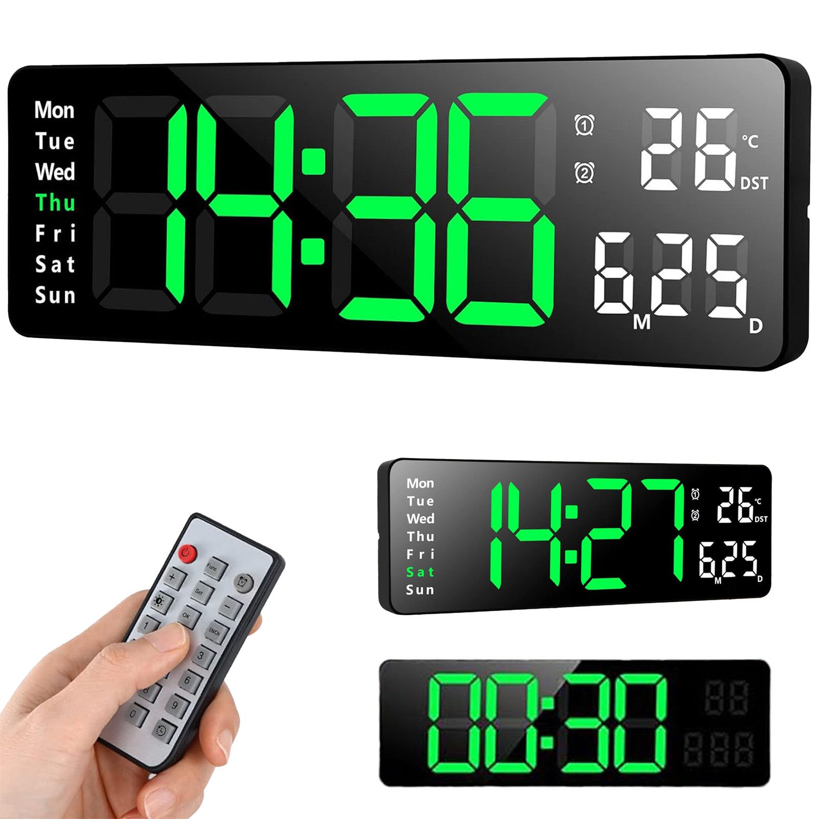 OKWISH Wanduhr 13 Zoll LED Digitale günstig online kaufen