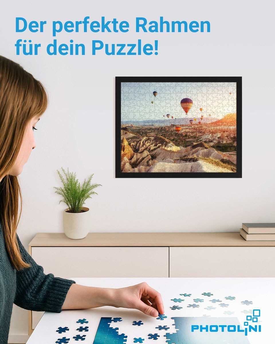 PHOTOLINI Bilderrahmen für Puzzle, Puzzlerahmen mit Acrylglas zum Aufhängen, für 1 Bilder (1 Einzelrahmen), 100-500 Teile im Endformat 36x49 cm – Bild 2 von 5