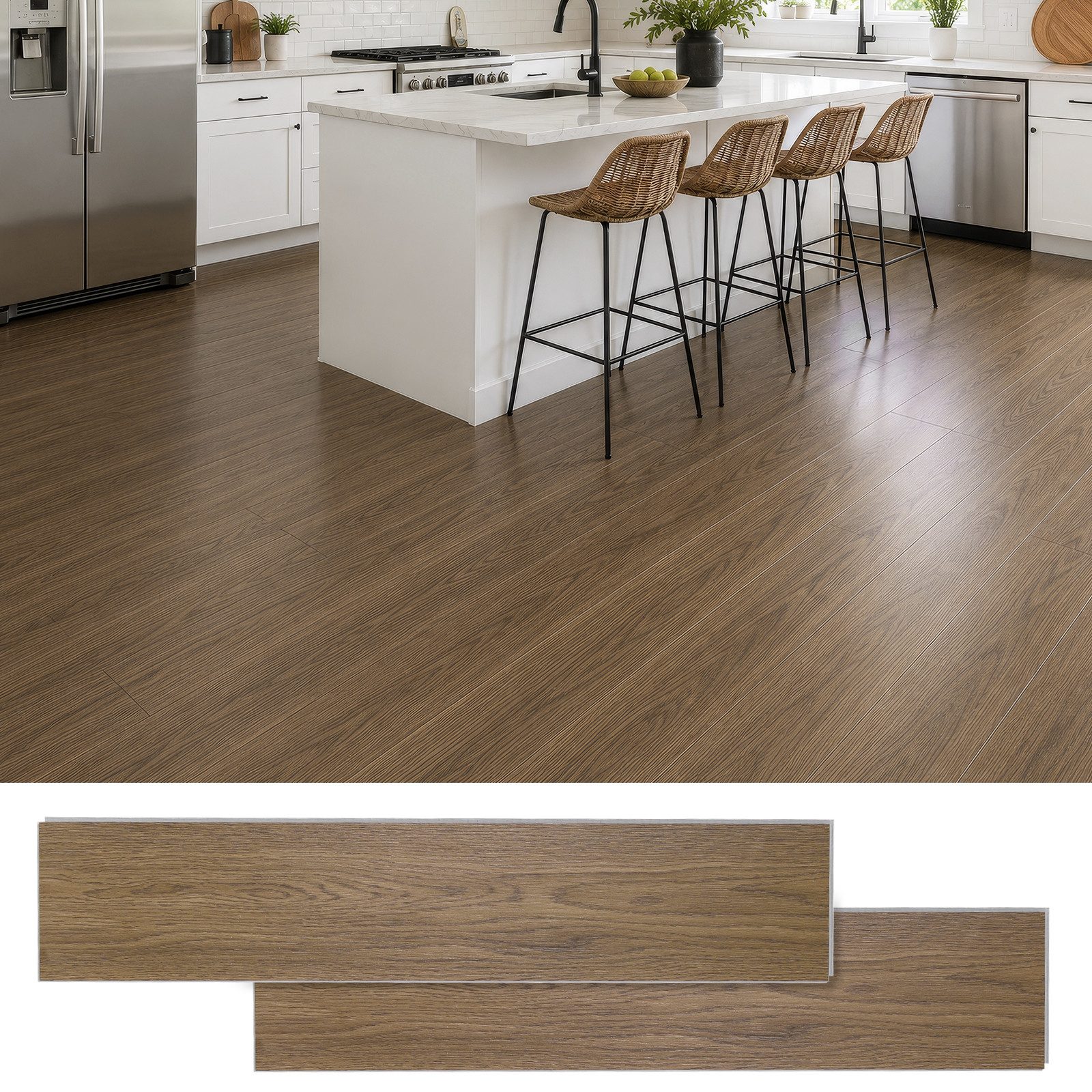 LEMLIT Vinylboden Klick Hartvinylboden Rigid SPC Landhausdiele Holzoptik - Klick-Vinyl, fast auf jeder Oberfläche anwendbar, 18 Stück, 1,47 m² - 18 Dielen, Klick Vinylboden Bodenfliesen mit Klicksystem 1.47m ² (18er Fliesen)