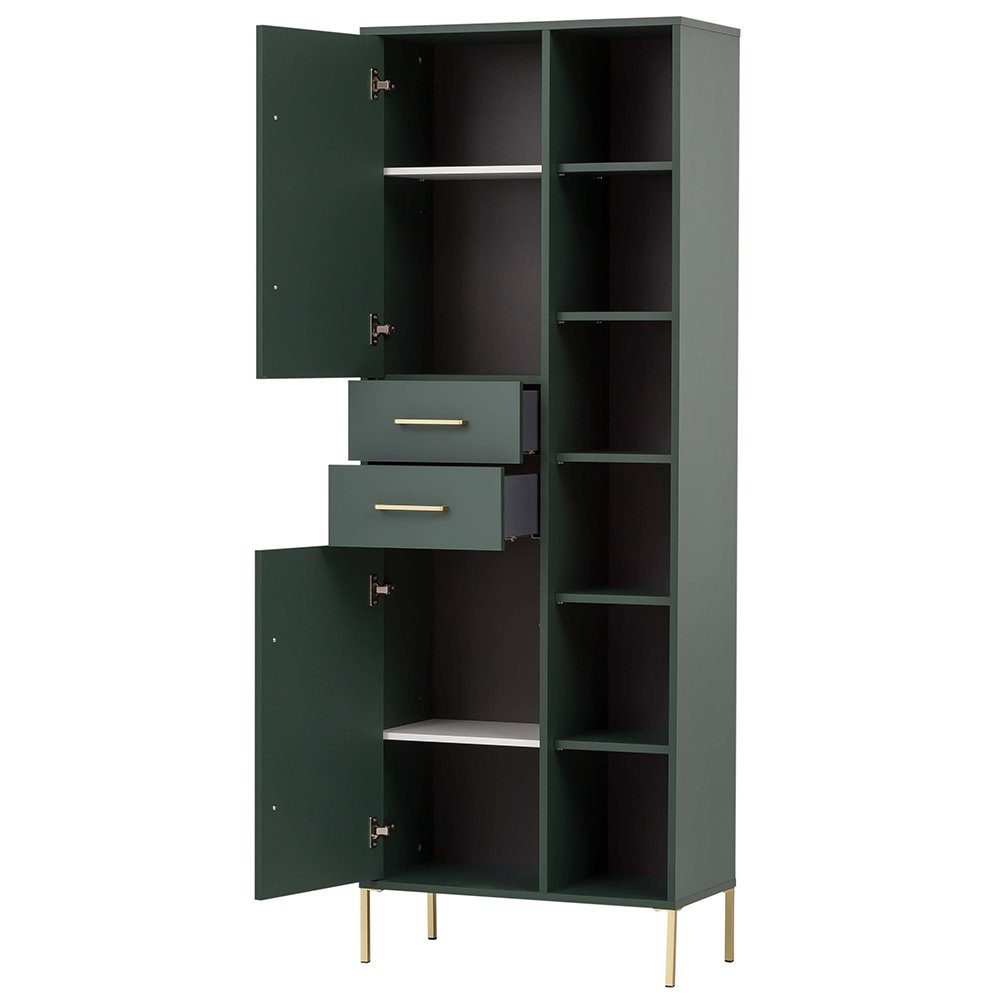 Lomadox Hochschrank KELLA-80 mit offenen Fächern in waldgrün, B/H/T: ca. 67,1/184,3/33,1 cm