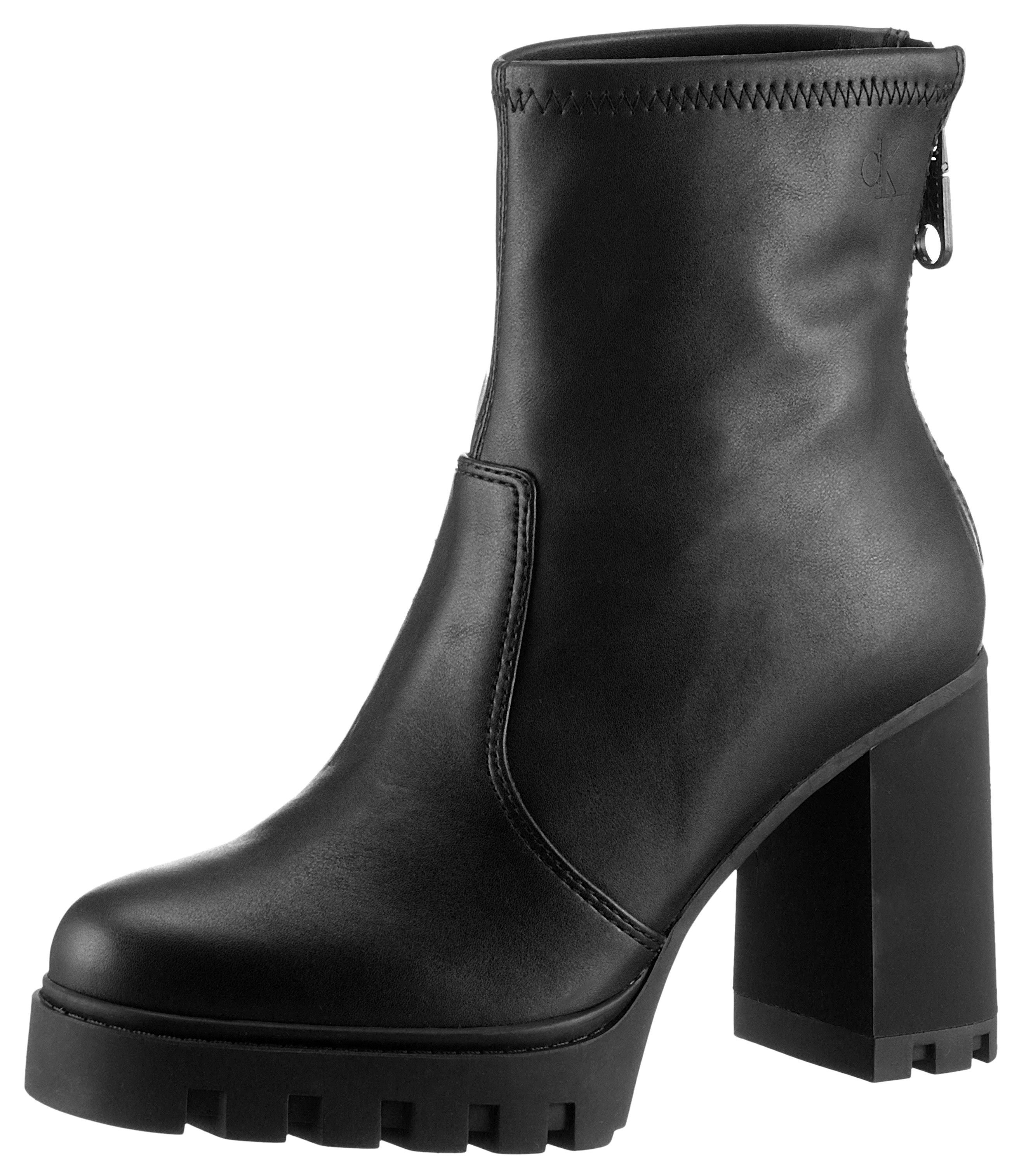 Calvin Klein Jeans HEEL PLATFORM ZIP BOOT MG NAPPA High-Heel-Stiefelette, Ankleboots, Stiefelette, Blockabsatz, mit Fersen-Reißverschluss