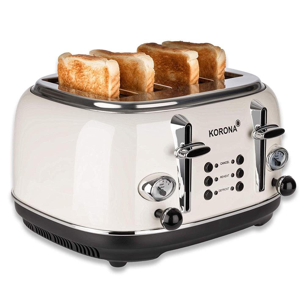 KORONA Toaster Retro Toaster 4 Scheiben, Vintage Design / Style, Analoge Anzeigen, 2 separate