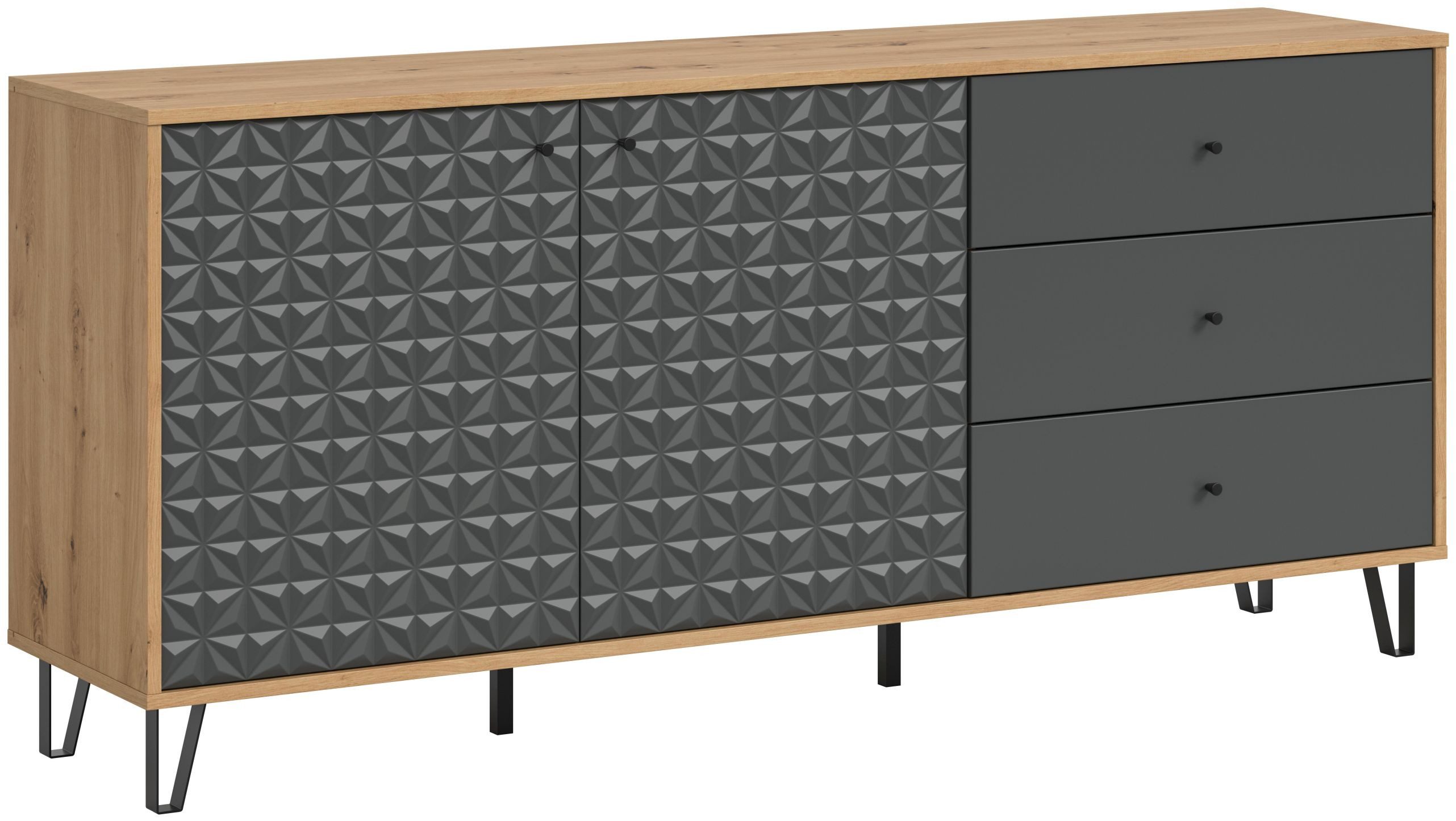 xonox.home Sideboard Prisma, in Artisan Oak Nachbildung / anthrazit matt B/H/T: 170 x 76 x 40 cm