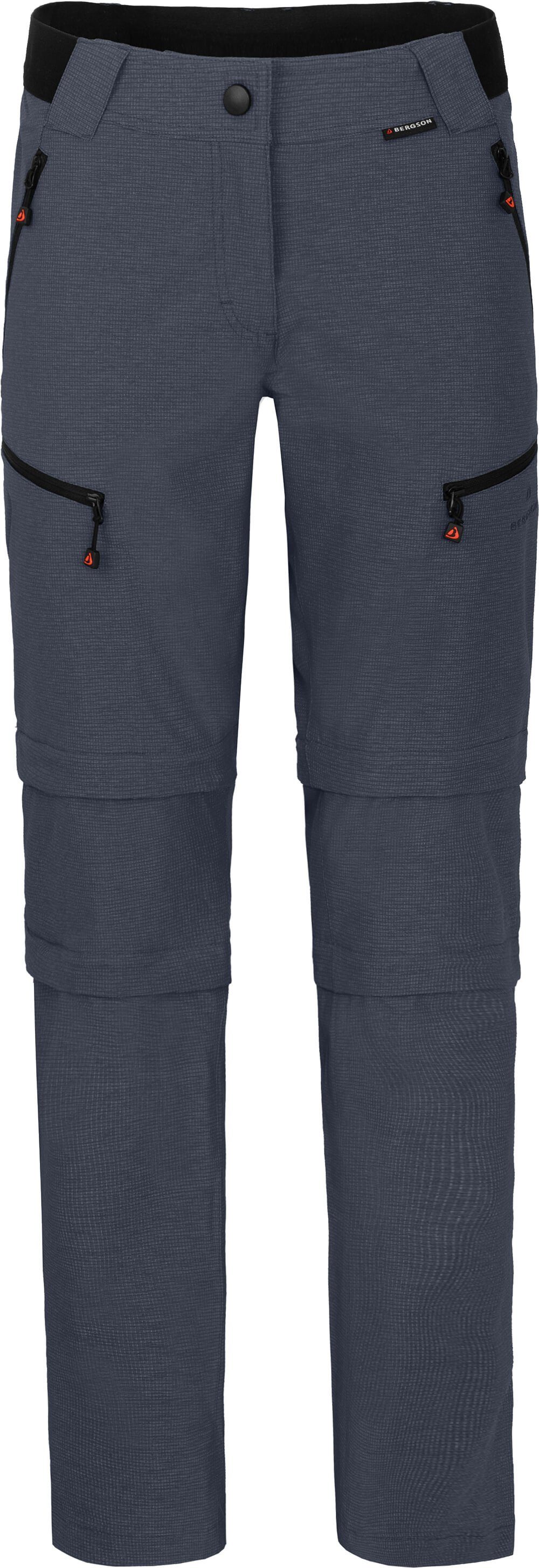 Bergson Zip-off-Hose PORI Doppel Zipp-Off mit T-ZIPP Damen Wanderhose, robust elastisch, Normalgrößen, grau/blau