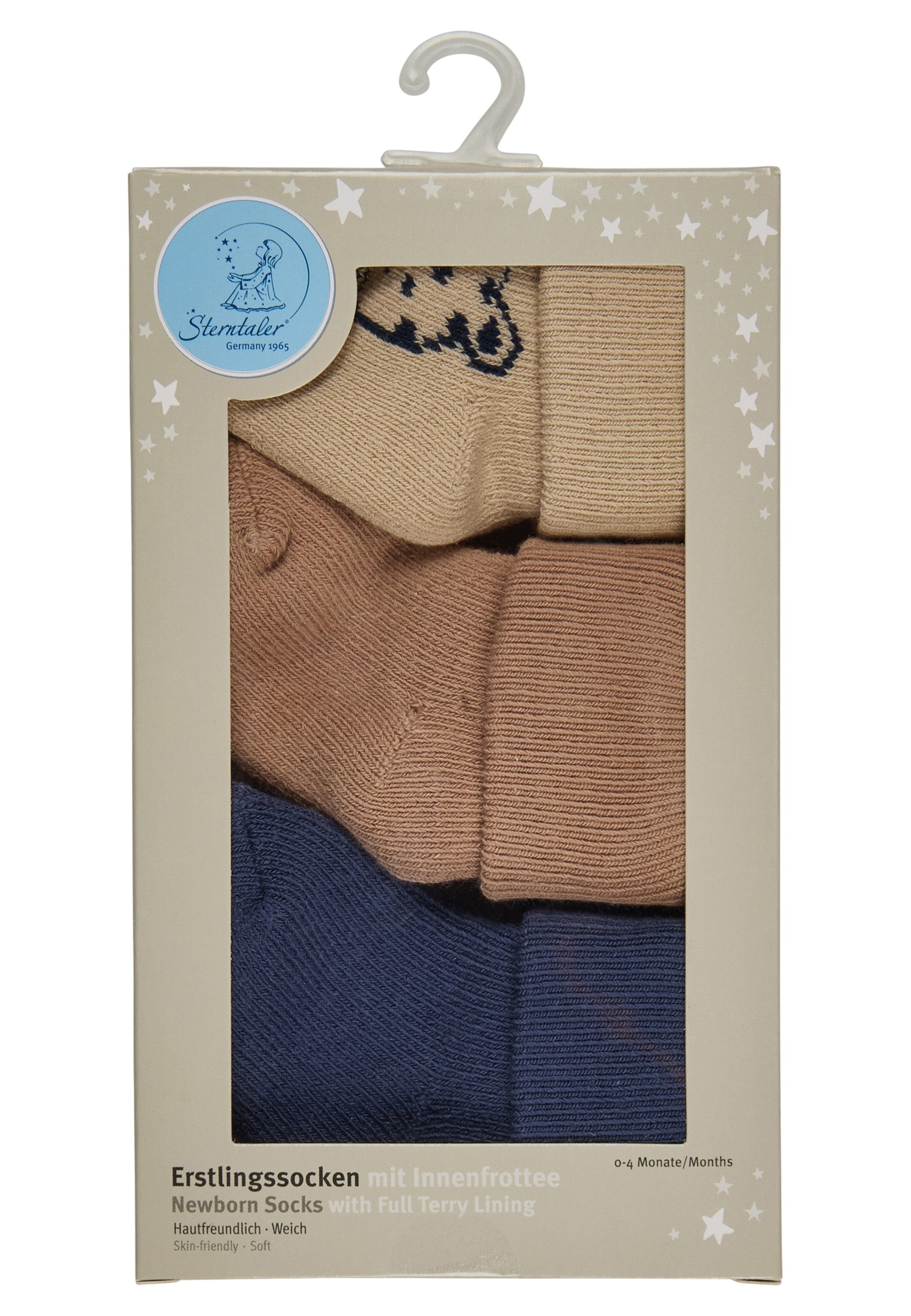Sterntaler® Feinsöckchen Erstlingssocken 3er-Pack Tiger (3-Paar, 3er-Pack) Erstlingssocken 3erPack, Umschlag, Innenfrottee, hoher Baumwollanteil