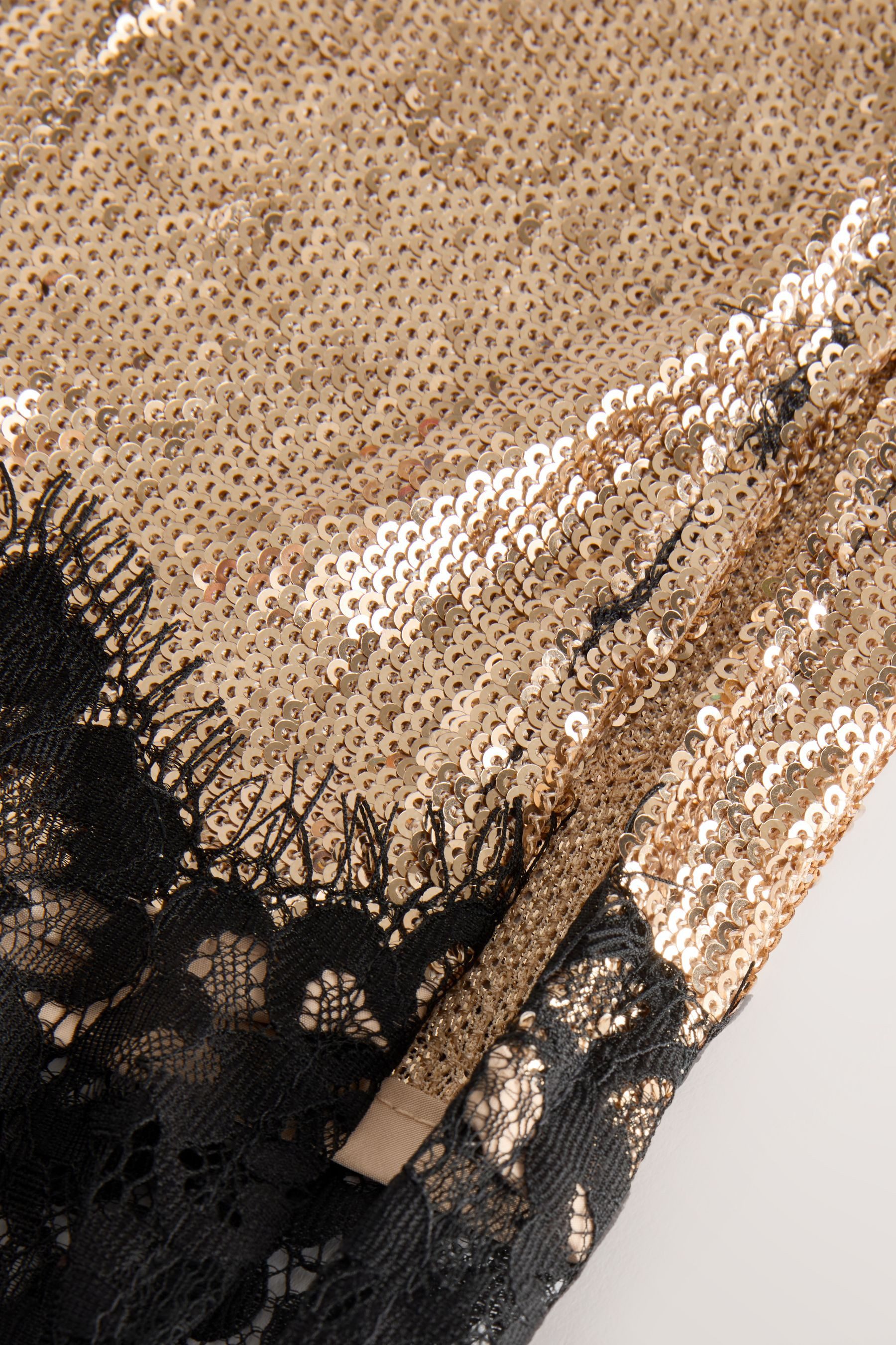 Next Midirock Pailletten-Midirock mit Spitzenbesatz (1-tlg)