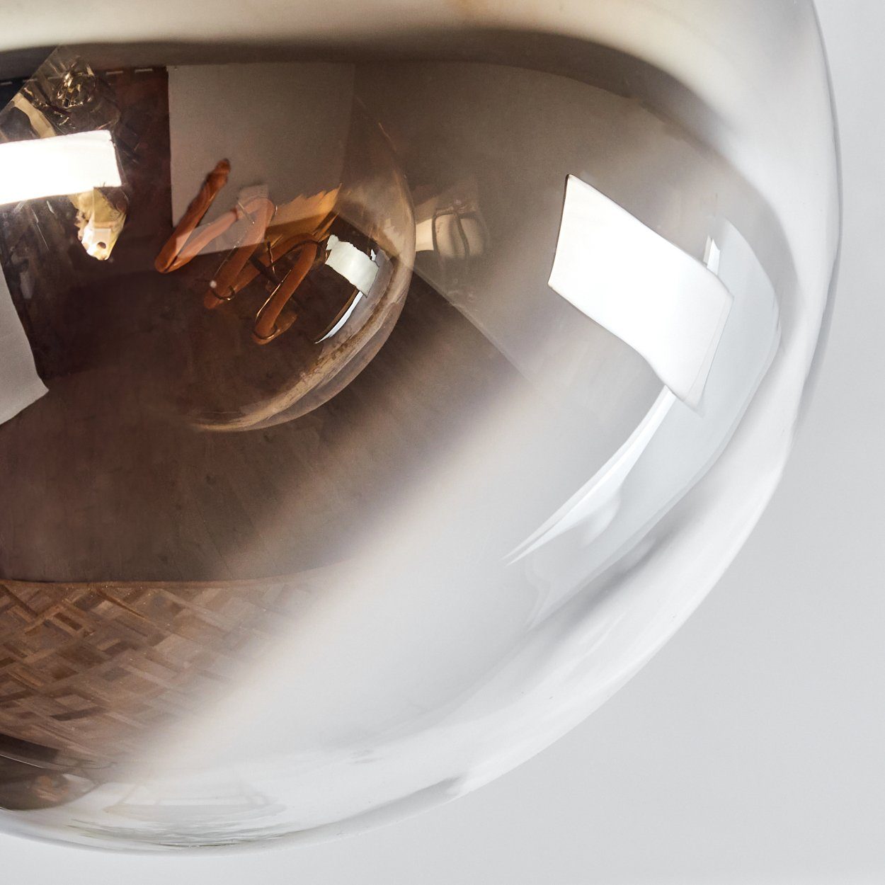 Retro/Vintage-Design, Deckenlampe Deckenleuchte hofstein moderne Glasschrime 3x in ohne aus E14, Schwarz/Rauchfarben/Klar, Ø15cm, ohne Metall/Glas im Leuchtmittel, Leuchtmittel