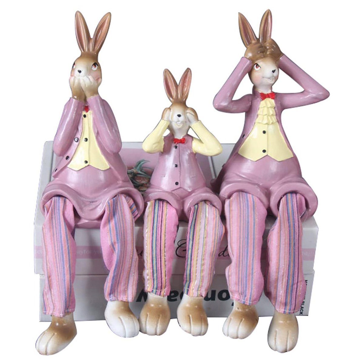 götäzer Dekoobjekt Hängende Beinpuppe,handgefertigte-Basteldekoration (dreiteiliges Set), Verschönern Sie Ihr Zuhause mit diesen entzückenden drei Hasen! Lila | Deko-Objekte
