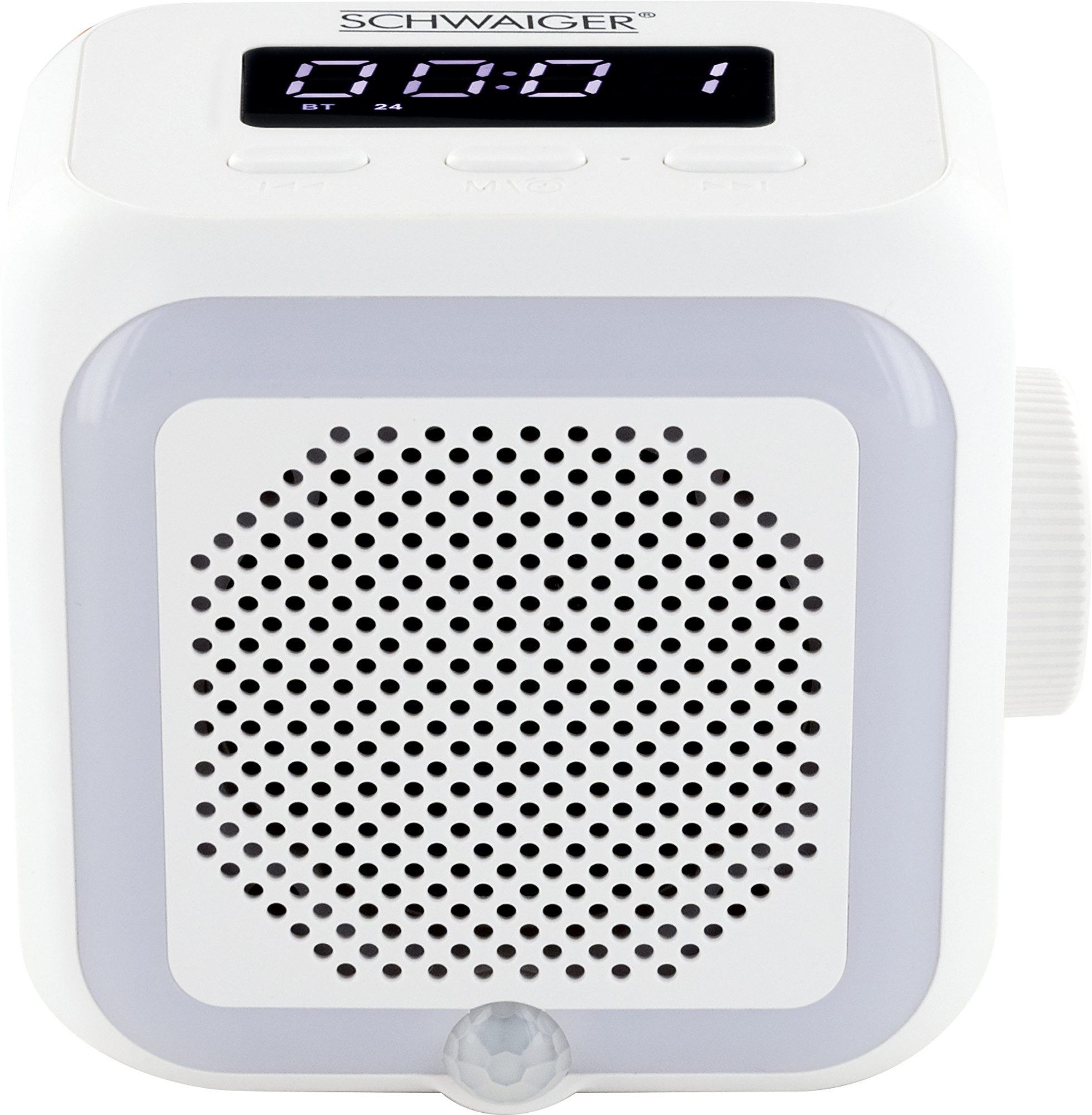 Schwaiger RAFM0100 Steckdosen-Radio (FM, AM, 3 W, IP20, Nachtlicht, Weckerfunktion, Bewegungsmelder)