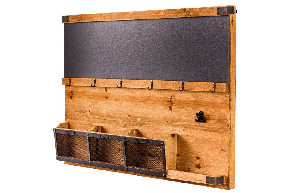 riess-ambiente Wandboard HERITAGE 80cm natur, 1-tlg., Flur · Holz · Schlüsselbrett · 6 Haken · Kreidetafel
