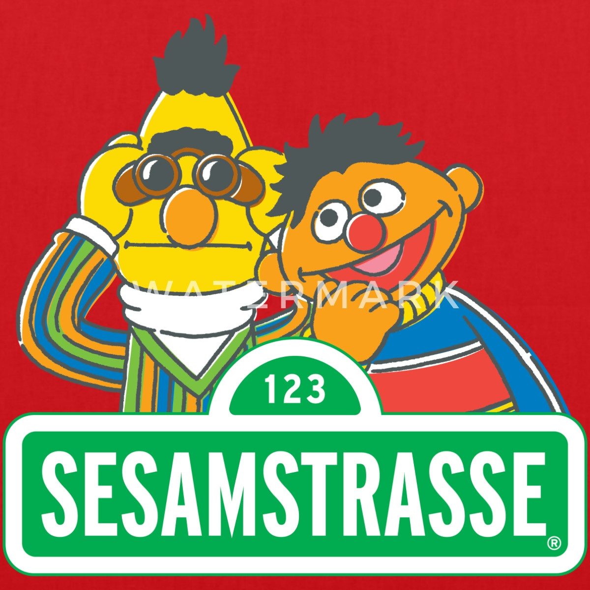 Spreadshirt Henkeltasche Sesamstraße Schild Ernie und Bert Stoffbeutel (1-t günstig online kaufen