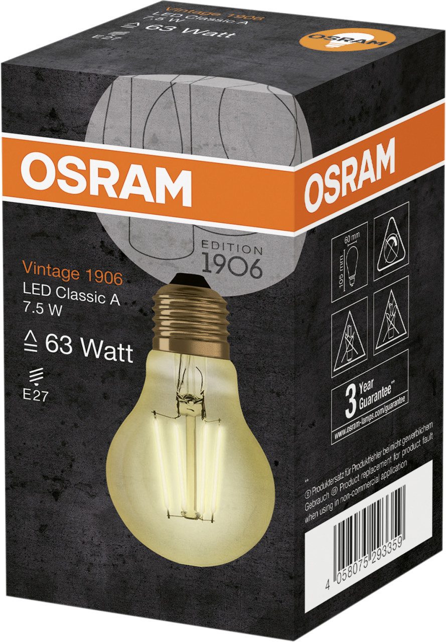 Osram LED-Leuchtmittel Osram LED Leuchtmittel Vintage 1906 E27 7,5W, Nicht dimmbar