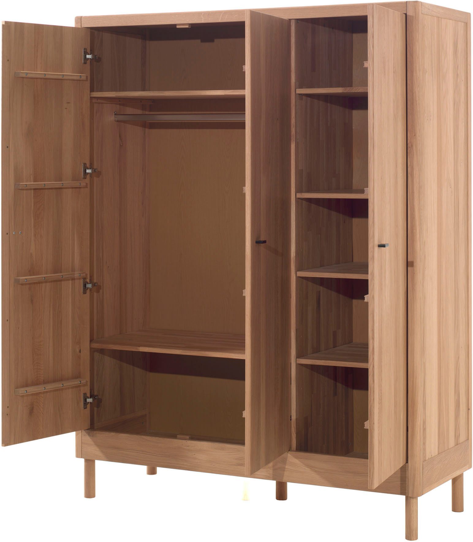 Vipack Kleiderschrank Forrest mit 3 Drehtüren (Soft-Close), Made in Europe, zeitloses Design (B/H/T ca: 145,8x190x55 cm, Massivholz in 2 Farben erhältlich) praktische Facheinteilung, viel Stauraum, hochwertige Verarbeitung
