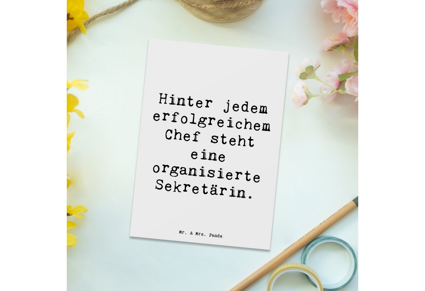 Thumbnail - Mr. & Mrs. Panda Postkarte Spruch Hinter jedem erfolgreichem Chef steht eine organisierte Sekret