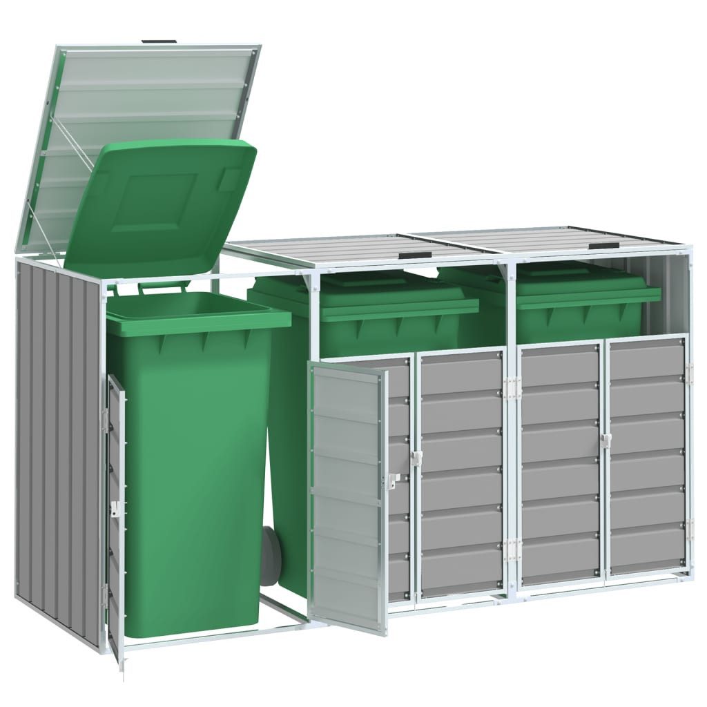 vidaXL Mülltonnenbox NA Mülltonnenverkleidung aus Stahl für 3 Tonnen Grau 216x81x115 cm eBa
