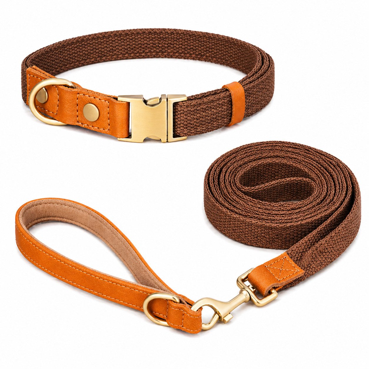 Illes-Laedchen Hunde-Halsband hochwertiges Hundehalsband & Hundeleine Set aus Nylon mit Leder, – Verstellbares Hunde Set in verschiedenen Größen & Farben von Illes-Laedchen