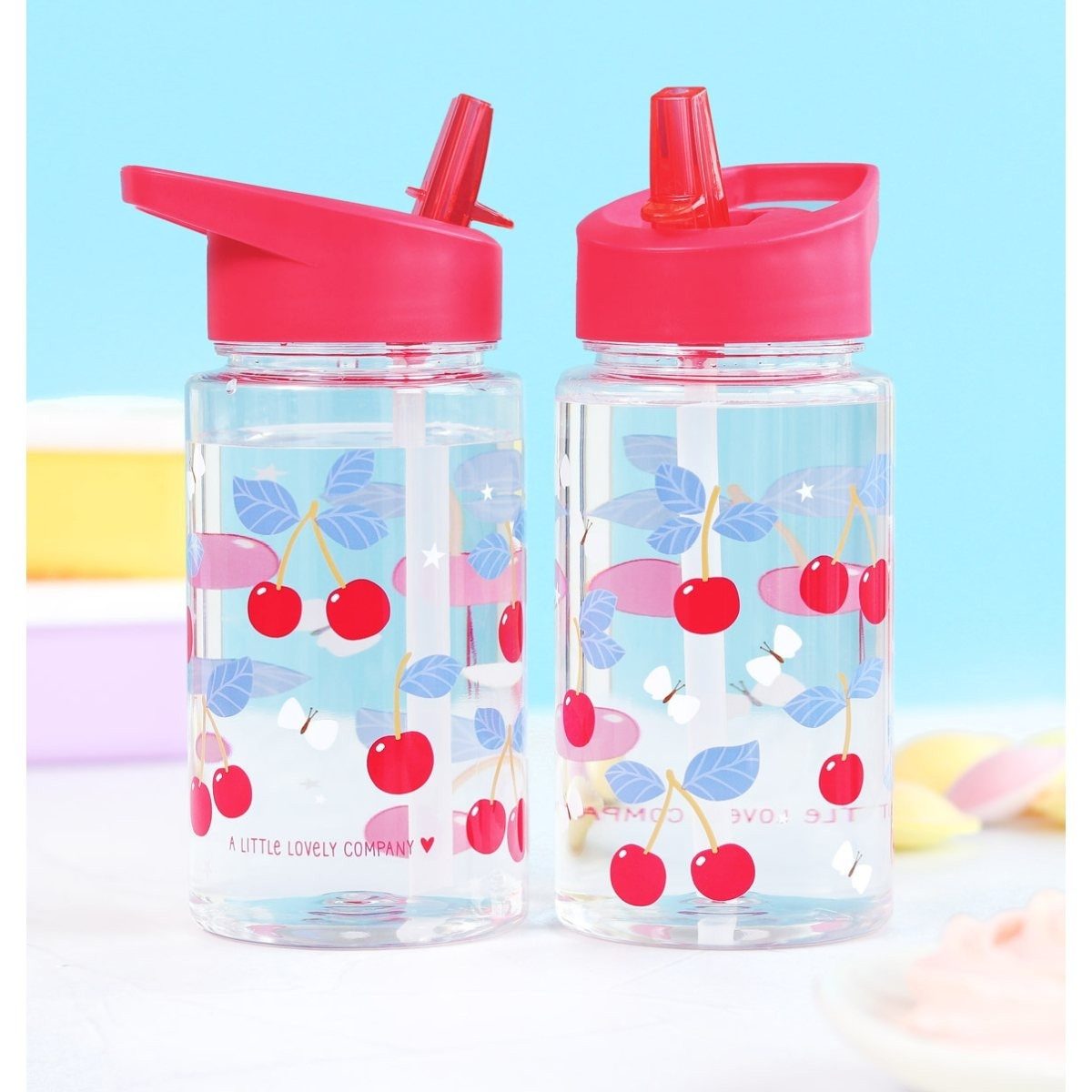 A Little Lovely Company Trinkflasche Trinkflasche 450ml mit Trinkhalm Wasserflasche Kinderflasche
