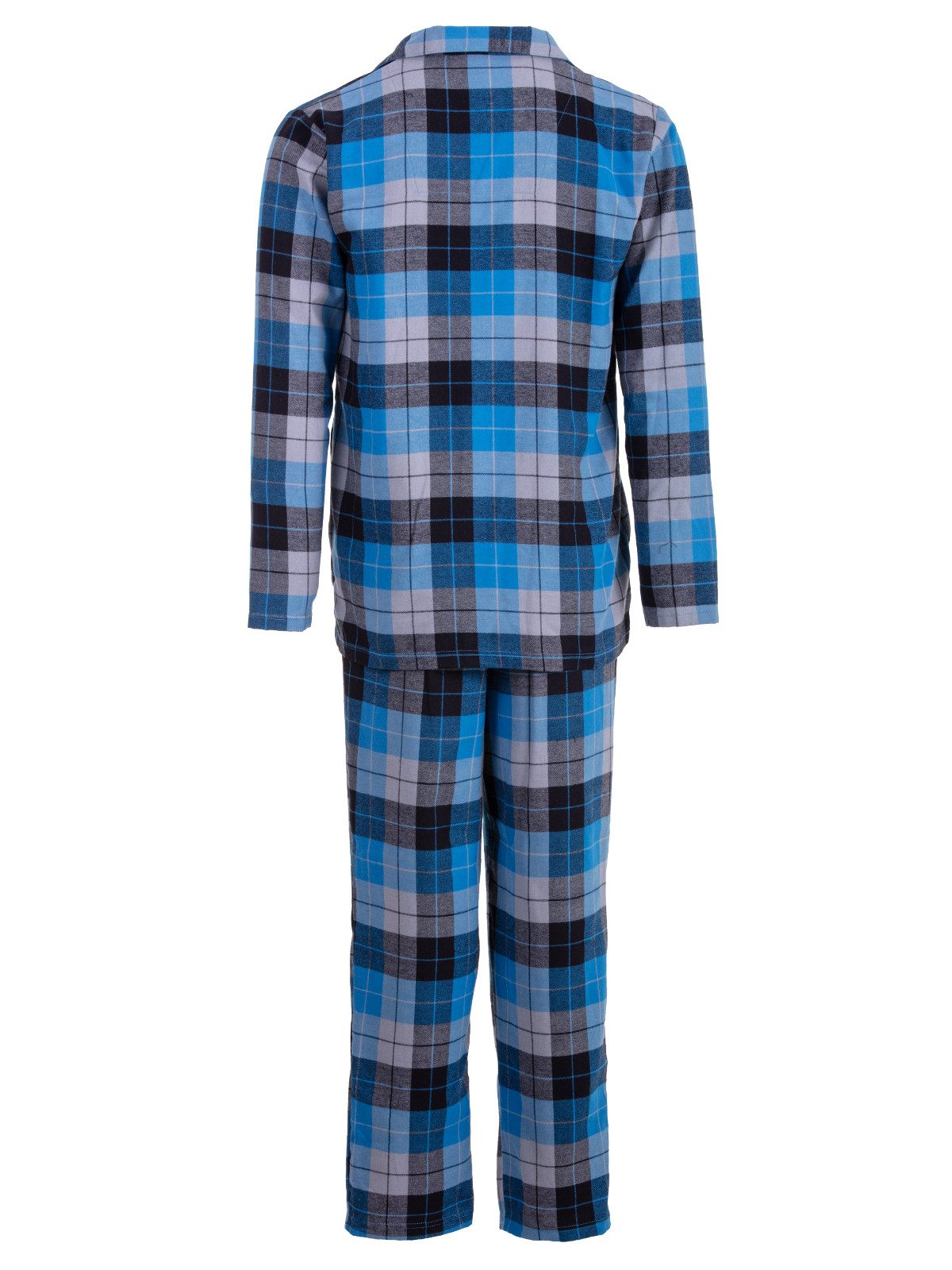 Henry Terre Pyjama Kent Langarm - Karo Look Hemdkragen durchgeknöpft Tartan Holzfäller – Bild 3 von 5