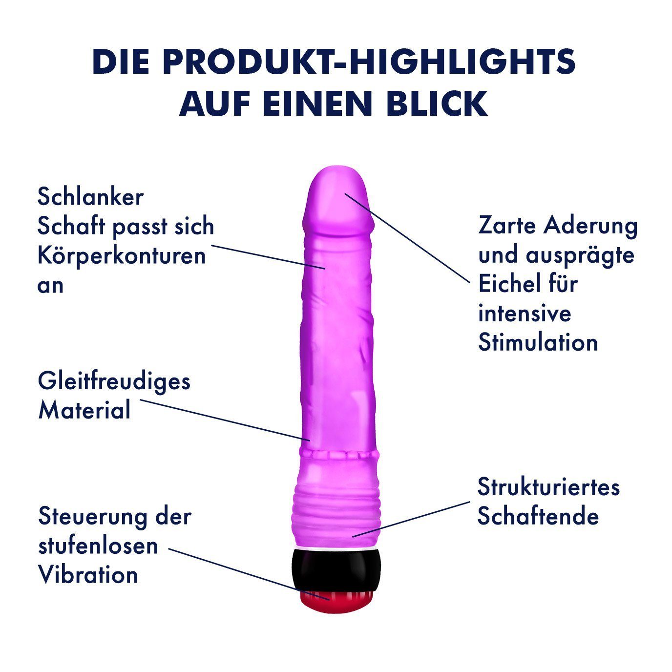 mit EIS 22cm, realistischer (1-tlg) EIS Klitoris-Stimulator Naturdildo, Noppenring, Aderung, Vibrator