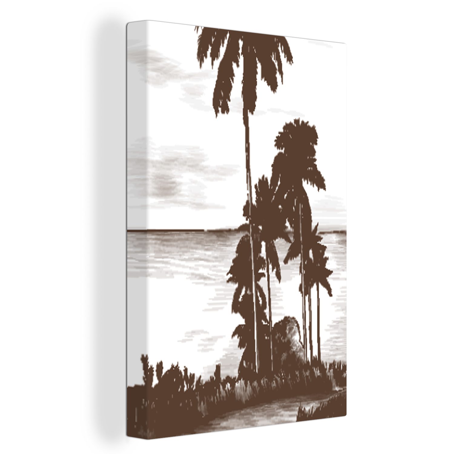 OneMillionCanvasses® Leinwandbild Meer - Palme - Strand, (1 St), Leinwandbild fertig bespannt inkl. Zackenaufhänger, Gemälde, 20x30 cm