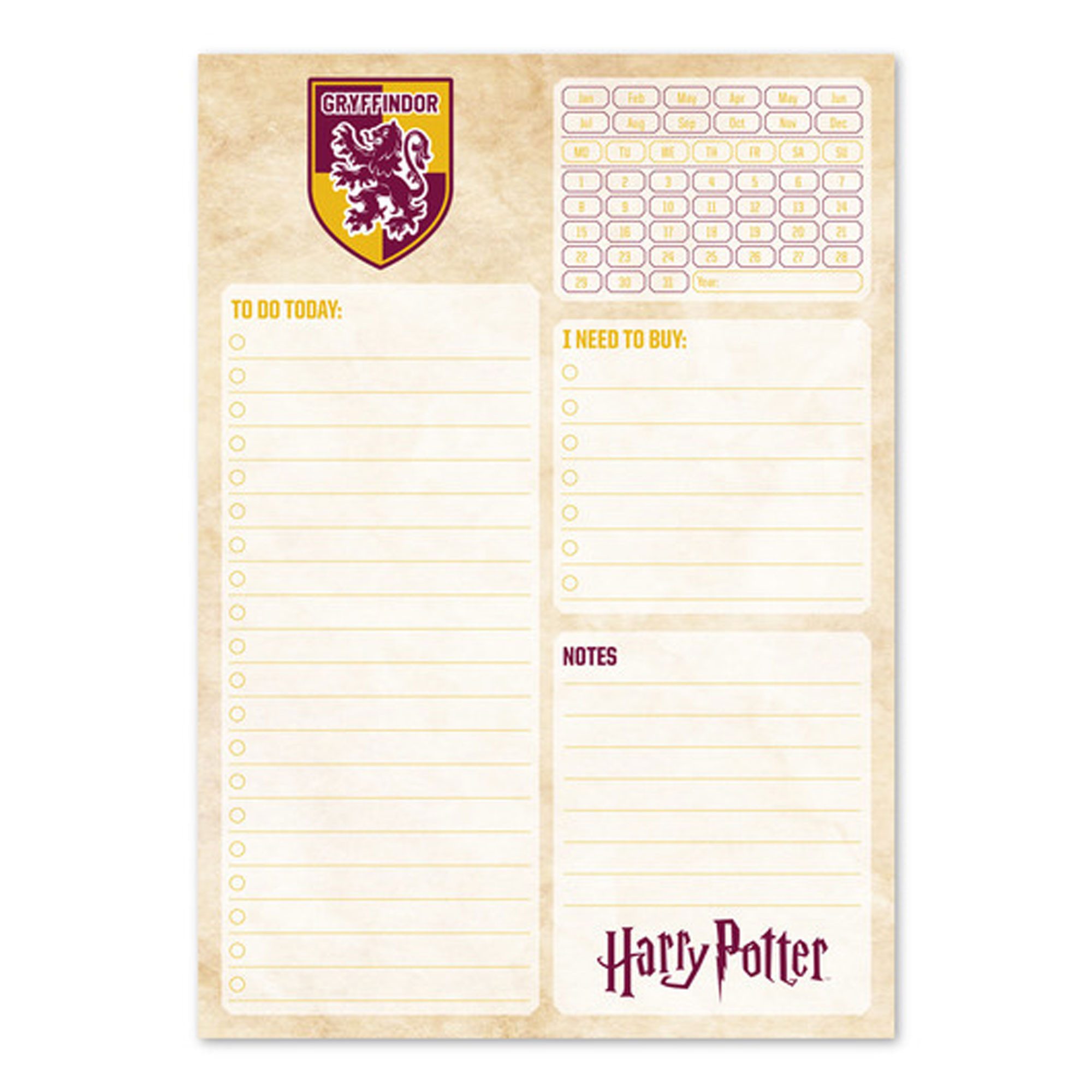 Notizbuch Notizblock - Notizbuch Basic - Harry Potter - Gryffindor