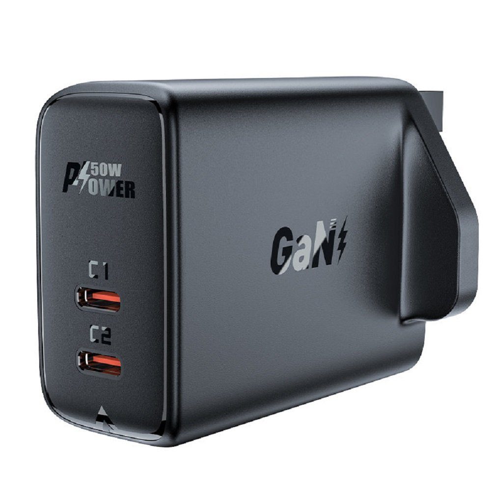 COFI 1453 GaN Ladegerät (UK Stecker) 2x USB Typ C 50W, Power Delivery Smartphone-Ladegerät