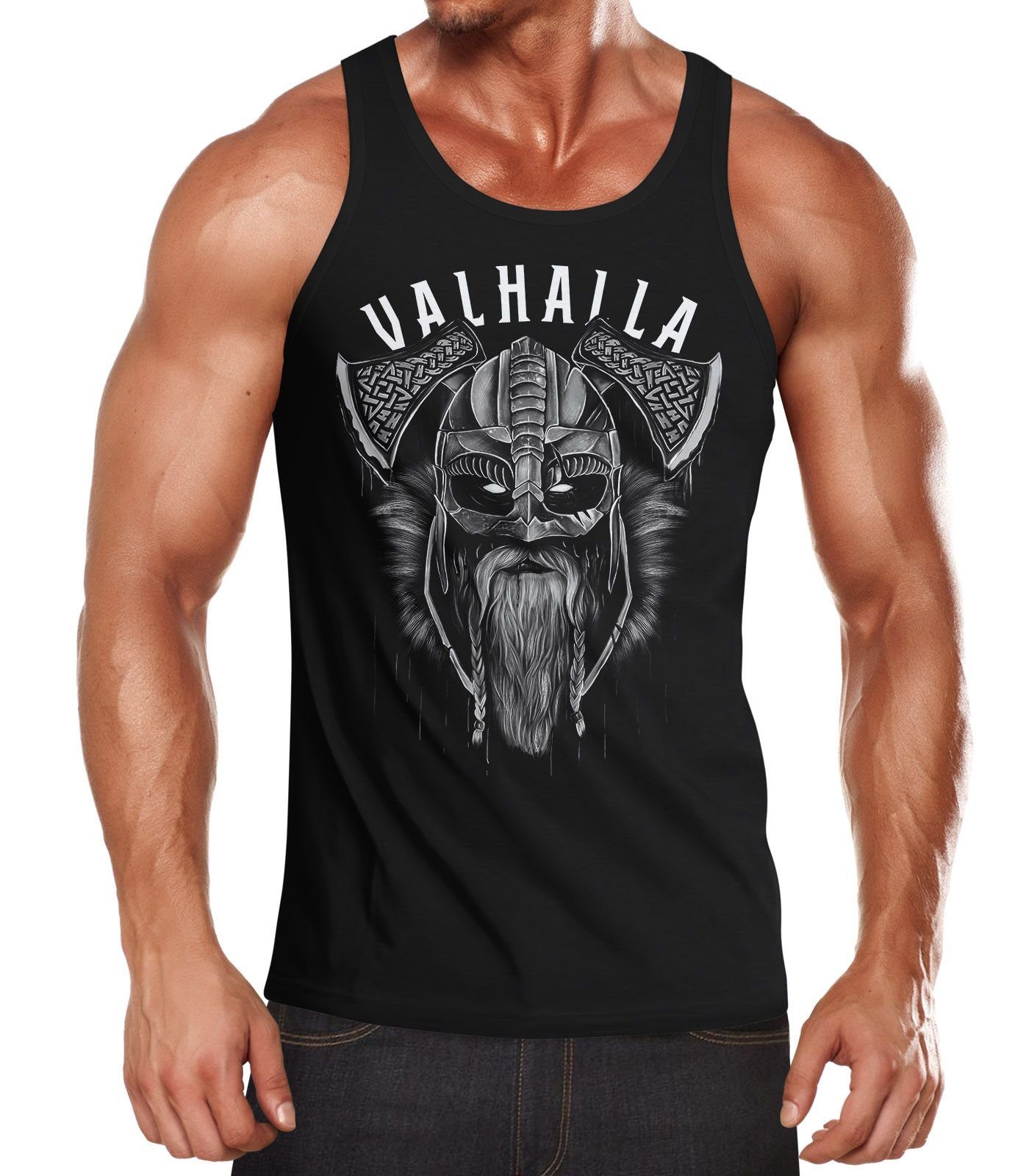 Neverless Tanktop Herren Tank-Top Aufdruck Valhalla Wikinger Helm Viking Od günstig online kaufen