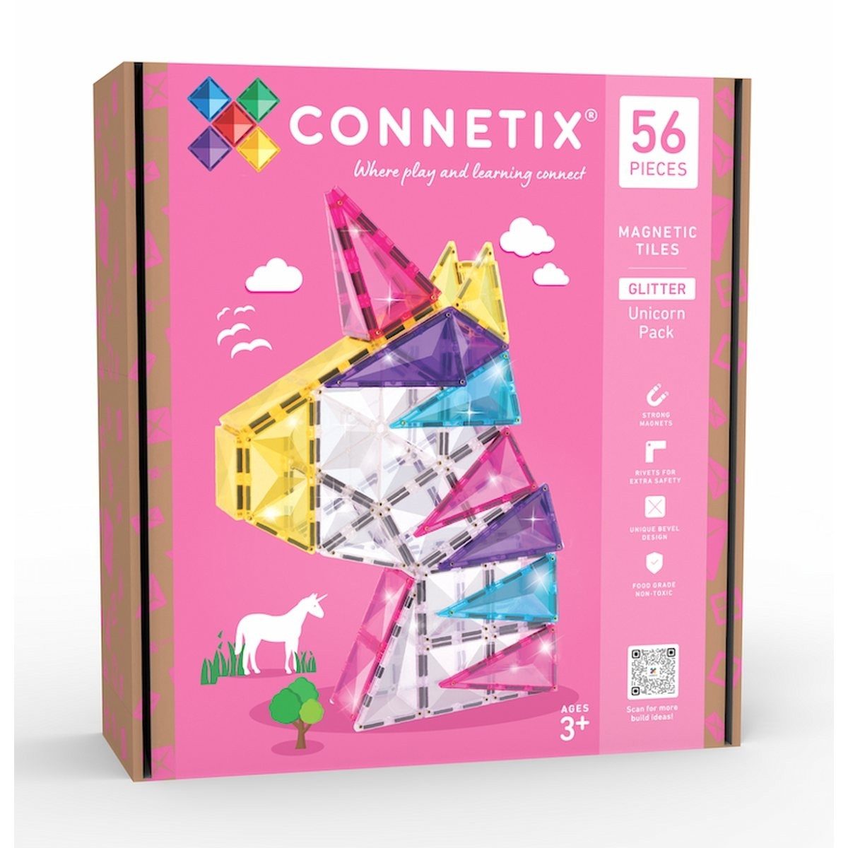 Connetix Magnetbausteine Set 56 Teile für 3D-Konstruktionen und Kreativität Magnetspielbausteine