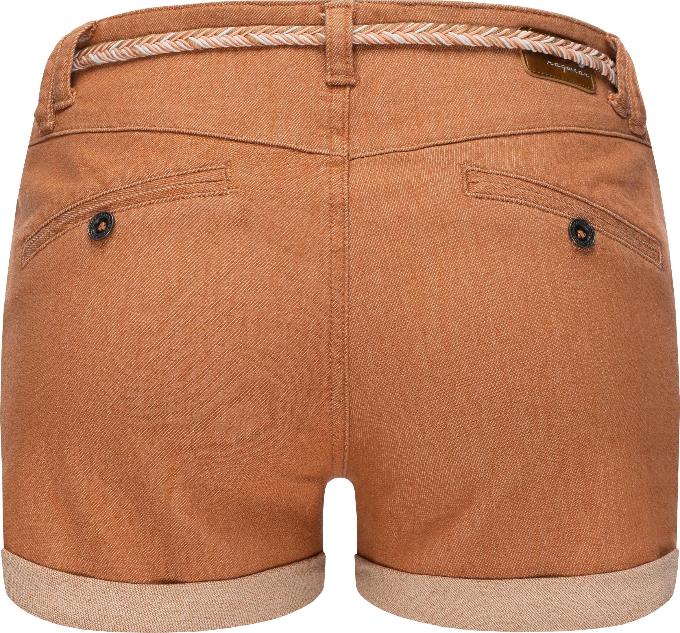 Ragwear Chinoshorts Heaven A kurze hochwertigem Flechtgürtel mit braun Hose