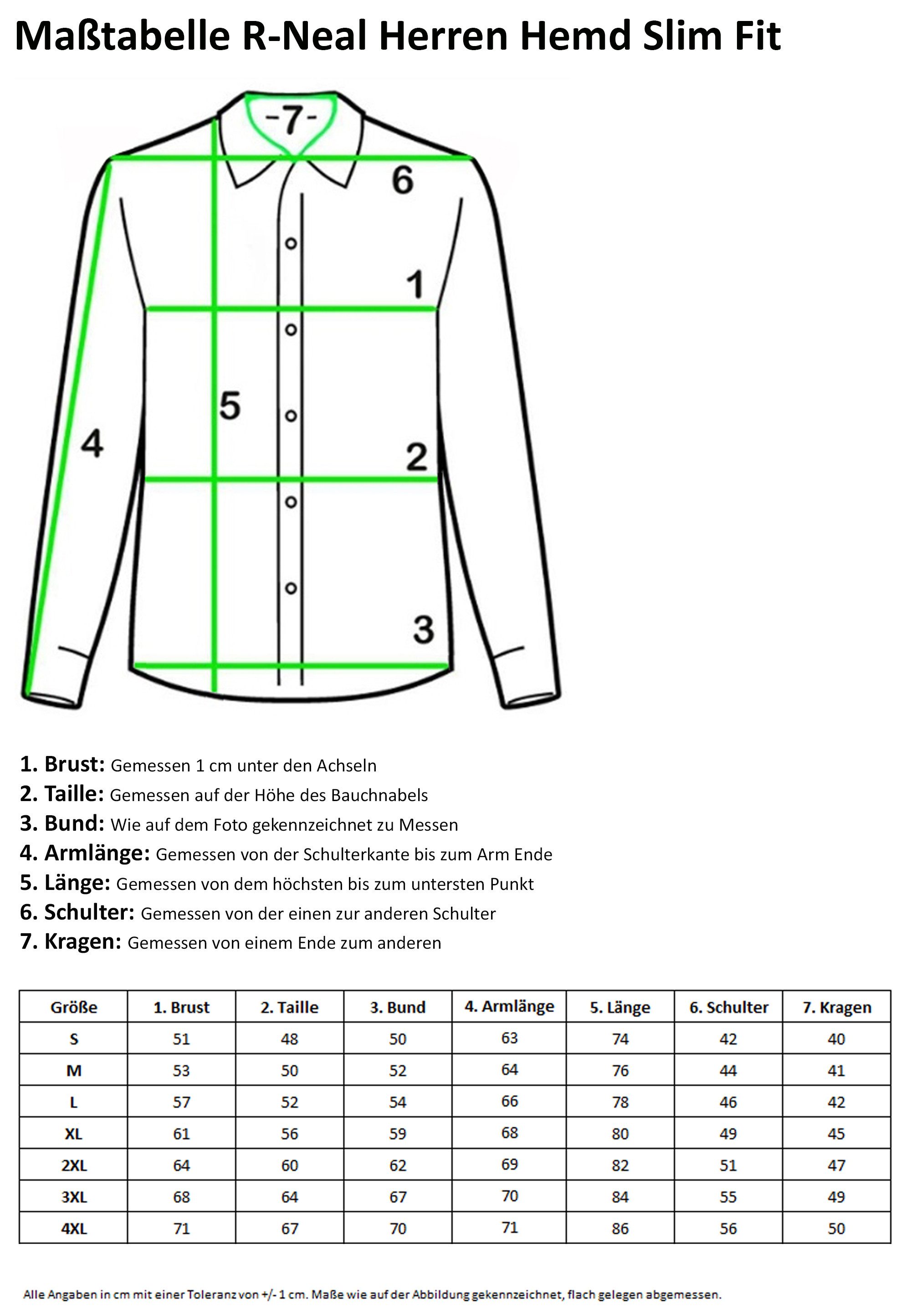 R-NEAL Businesshemd Herren Kontrast Hemd "R-NEAL" Hochzeit-Hemd Slim Fit Stretchhemd