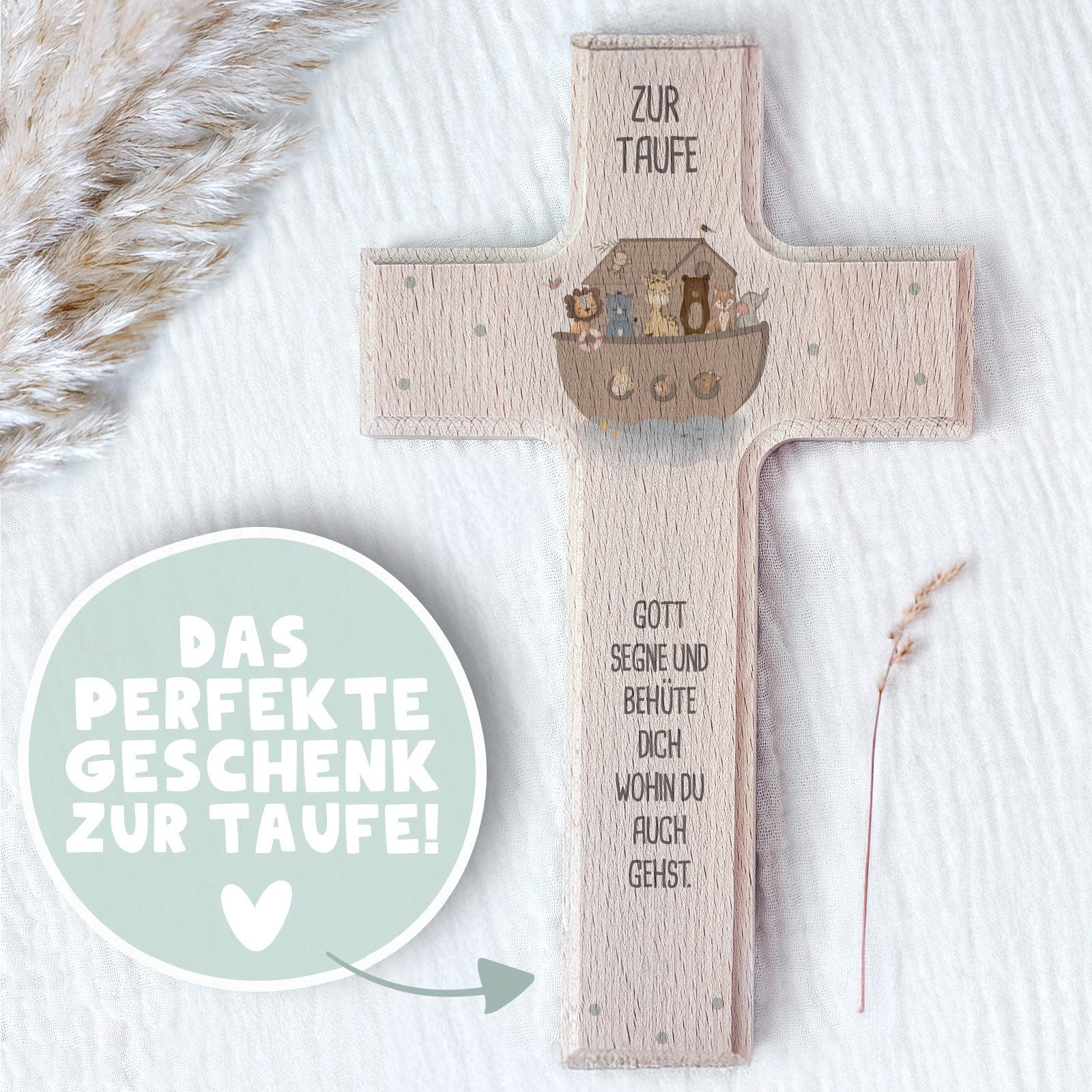 hellomini Wanddekoobjekt Taufkreuz Aquarell Druck – Bild 5 von 5