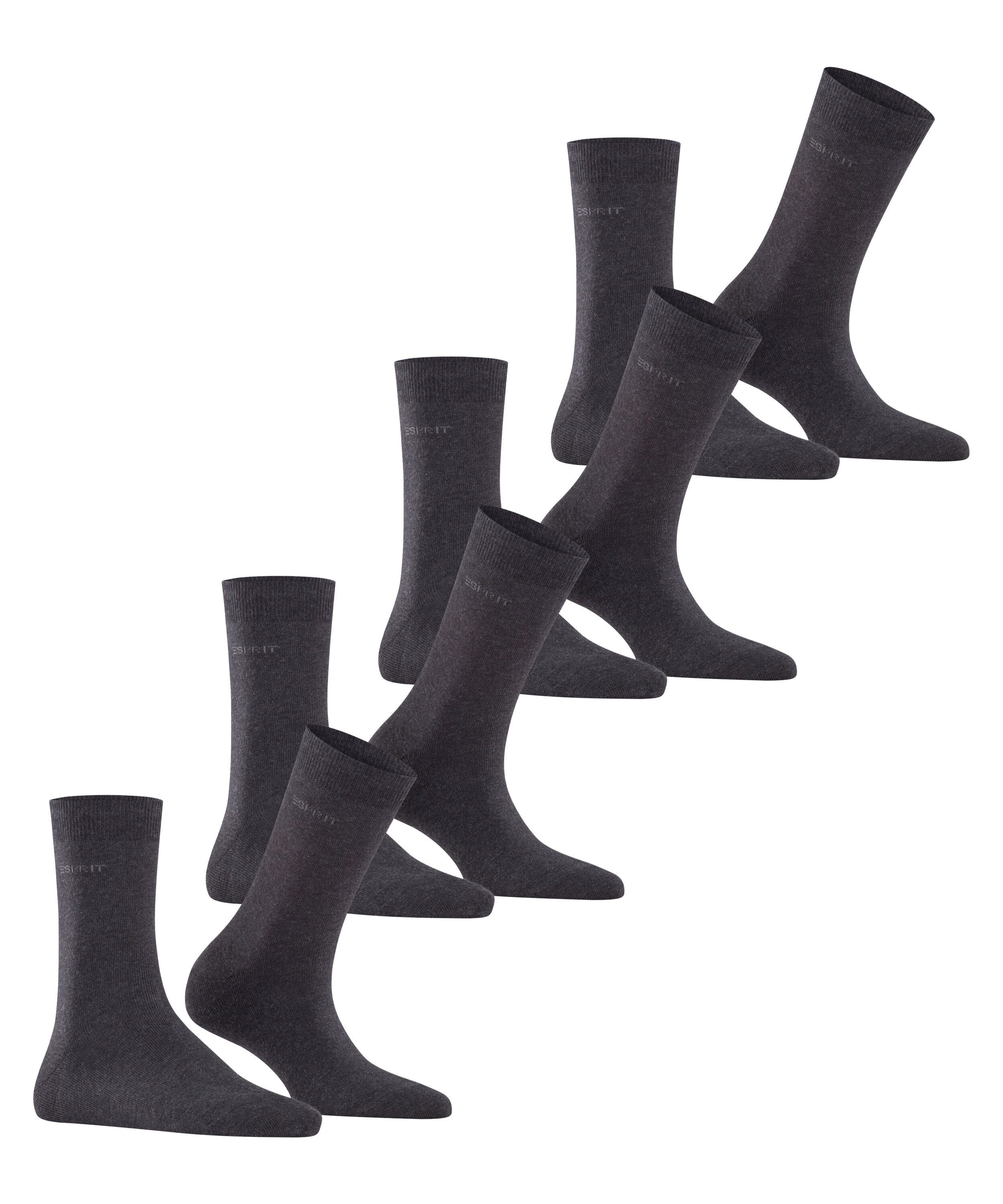 Esprit Socken Solid (4 Paar) Einheitsgröße 36-41, geripptes Bündchen, unifarben, Basic Vorteilspack