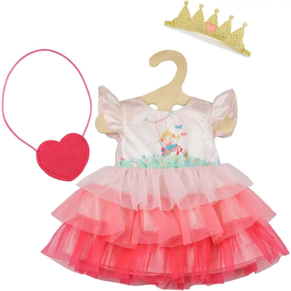Heless Puppenkleidung Puppenkleid ''Prinzessin Emily'' mit Herztasche und Krone, Gr. 35-45 c