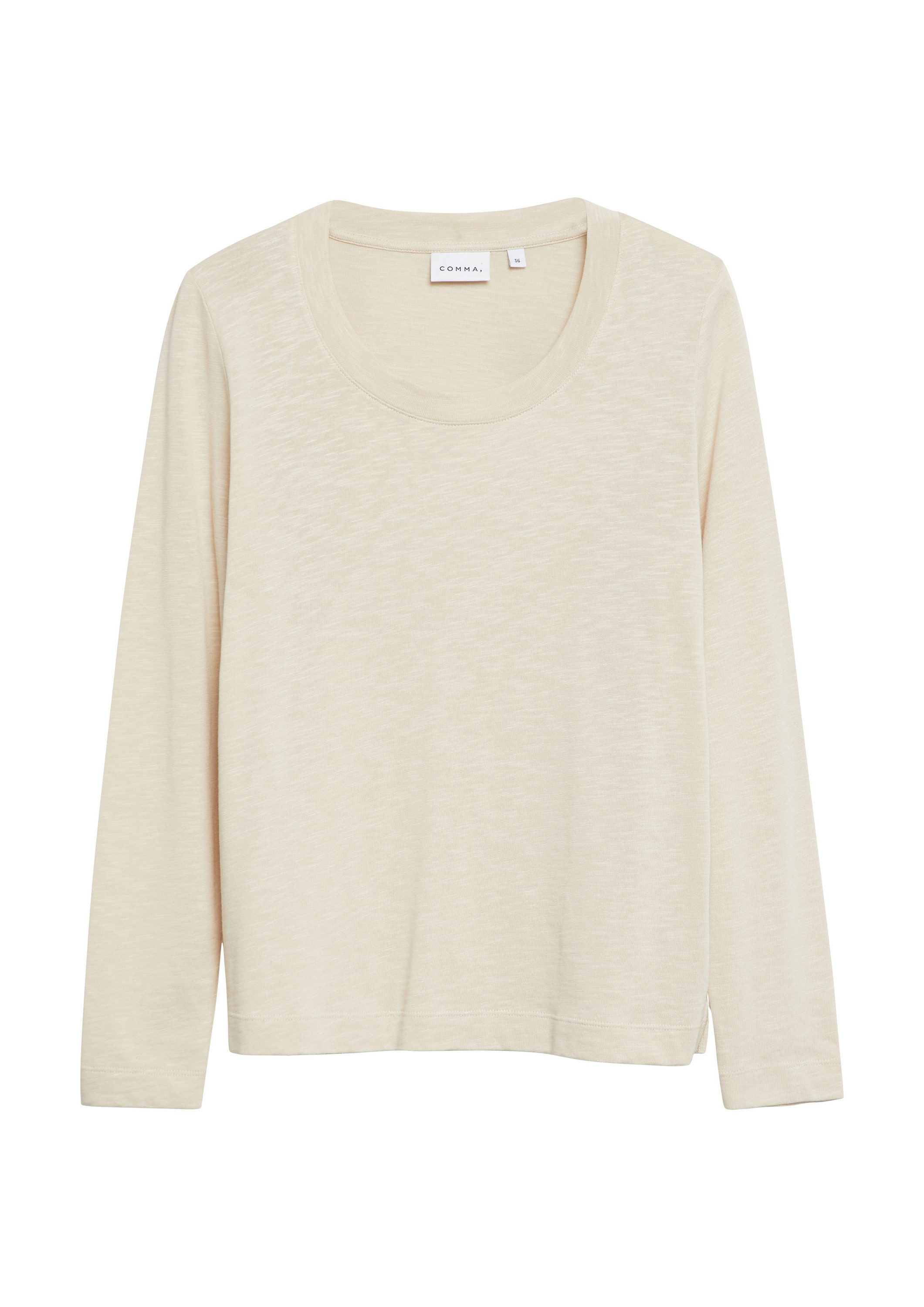 comma Langarmshirt T-Shirt Longsleeve in Flammgarnstruktur