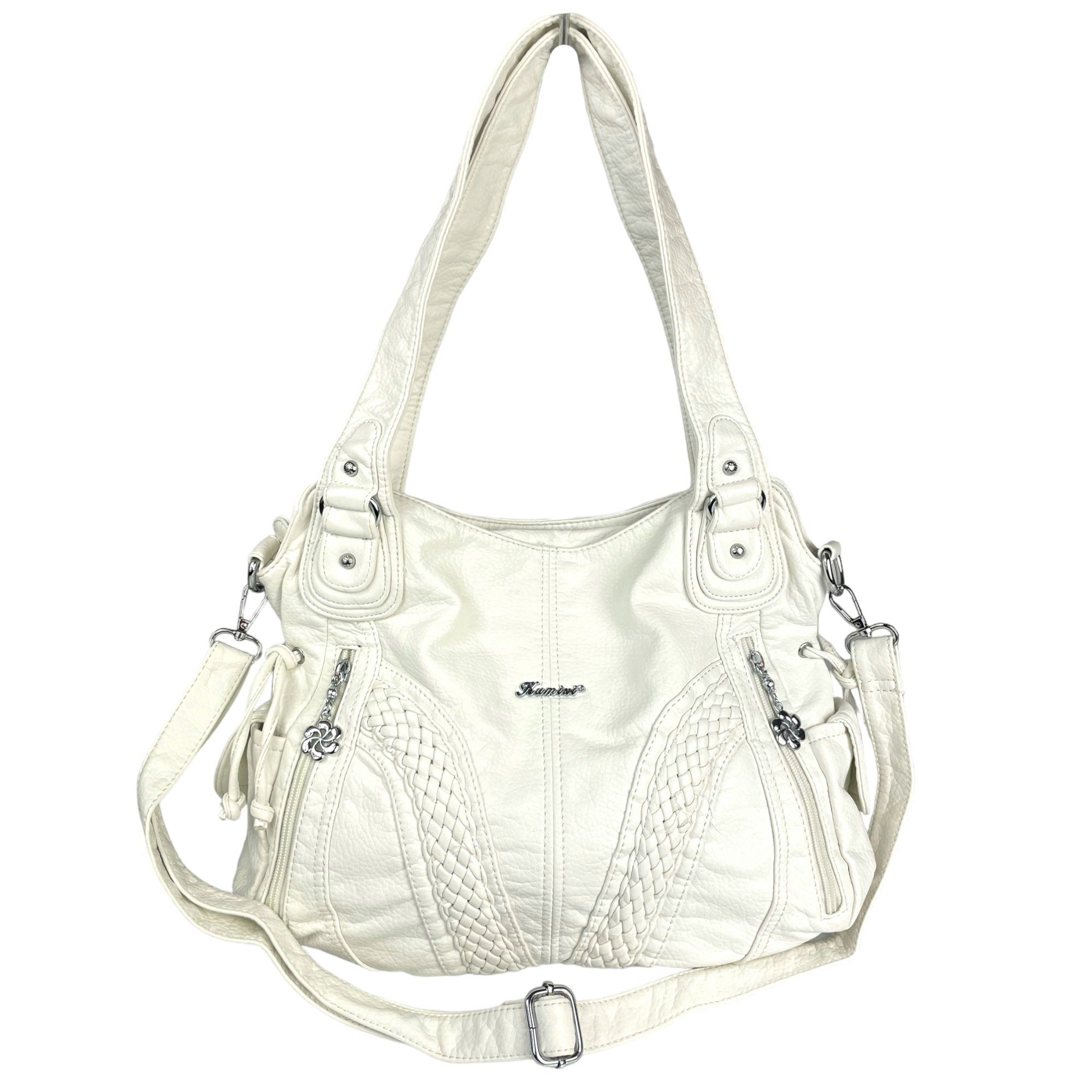 Taschen4life Schultertasche Damen Handtasche 1555-3, Schultertasche mit extra Trageriemen, Alltagstasche