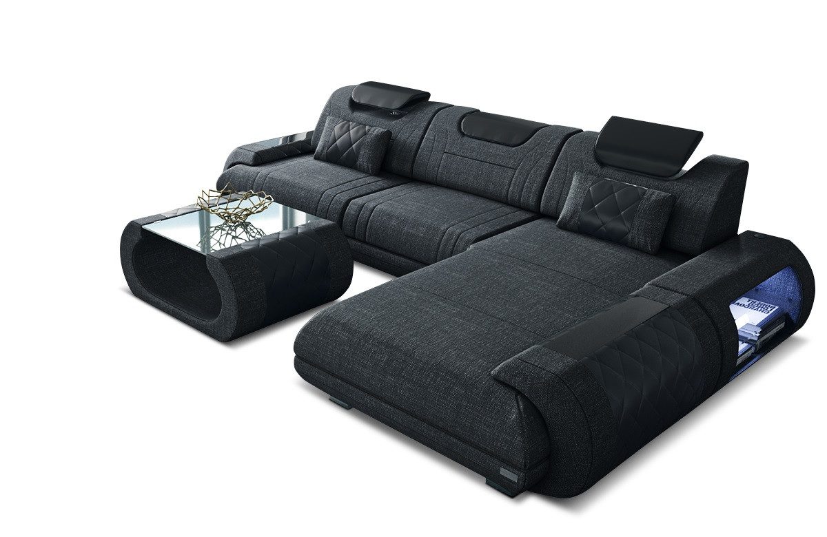 Sofa Dreams Ecksofa Stoff Polster Sofa Rimini L Form H Strukturstoff Stoffsofa, Couch wahlweise mit Bettfunktion