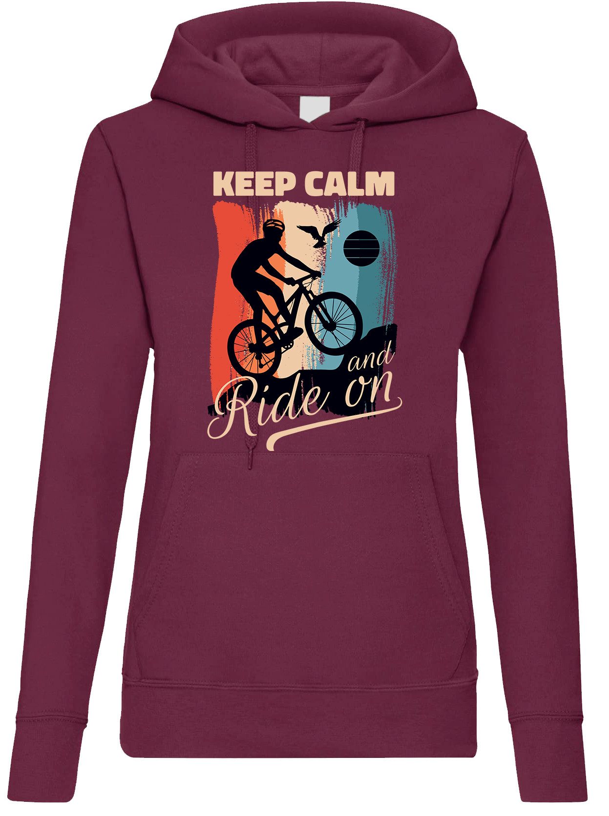 Kapuzenpullover Keep Calm Fahrrad Damen Hoodie Pullover