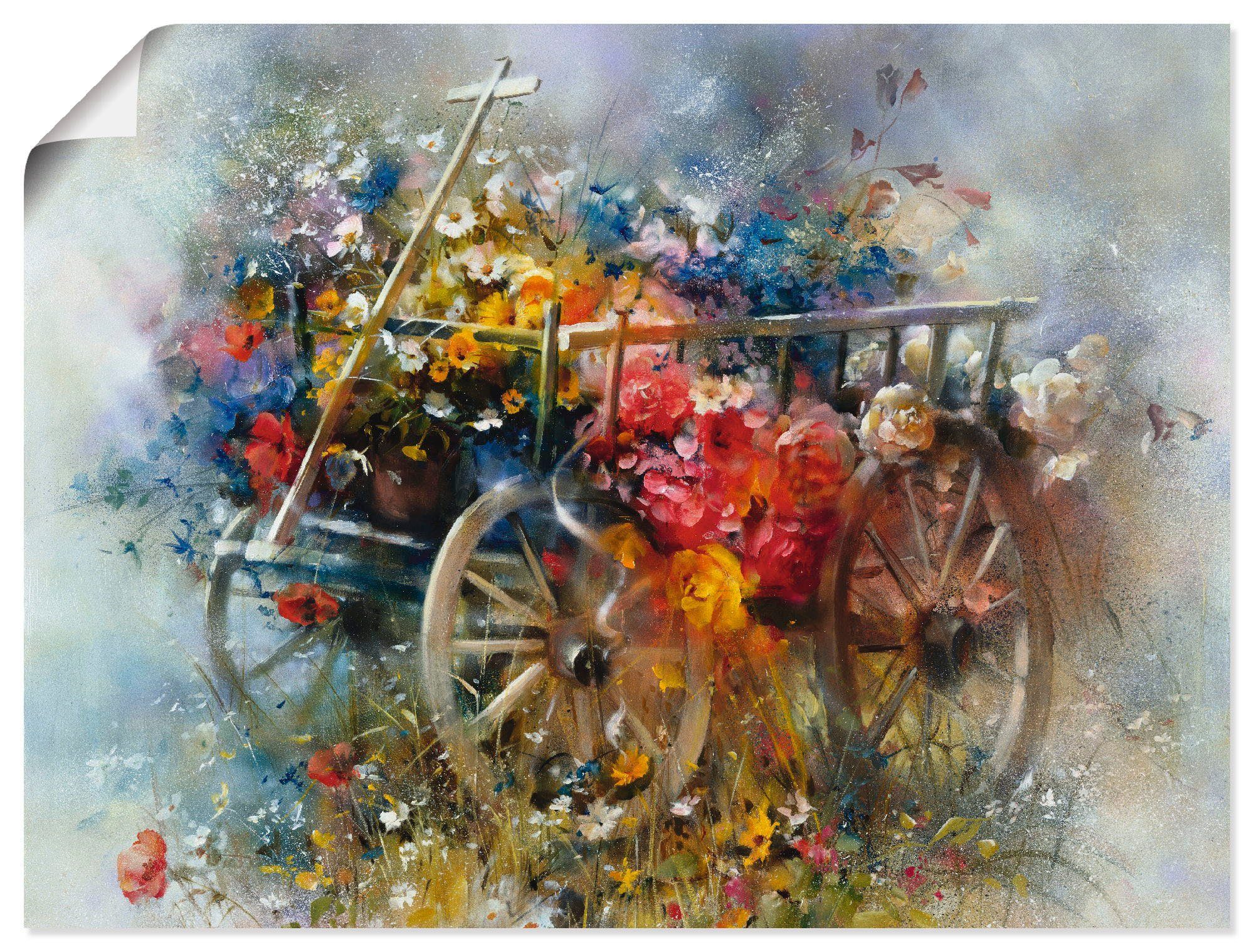 Artland Poster Blumen Schubkarre, Garten (1 St), ohne Rahmen