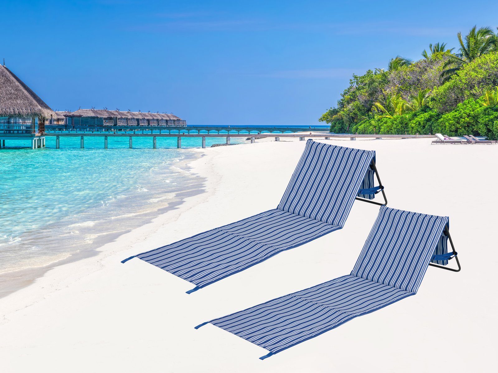 Setpoint Campingliege (2-St) Strandmatte mit Rückenlehne Faltliege gepolstert klappbare Sonnenliege
