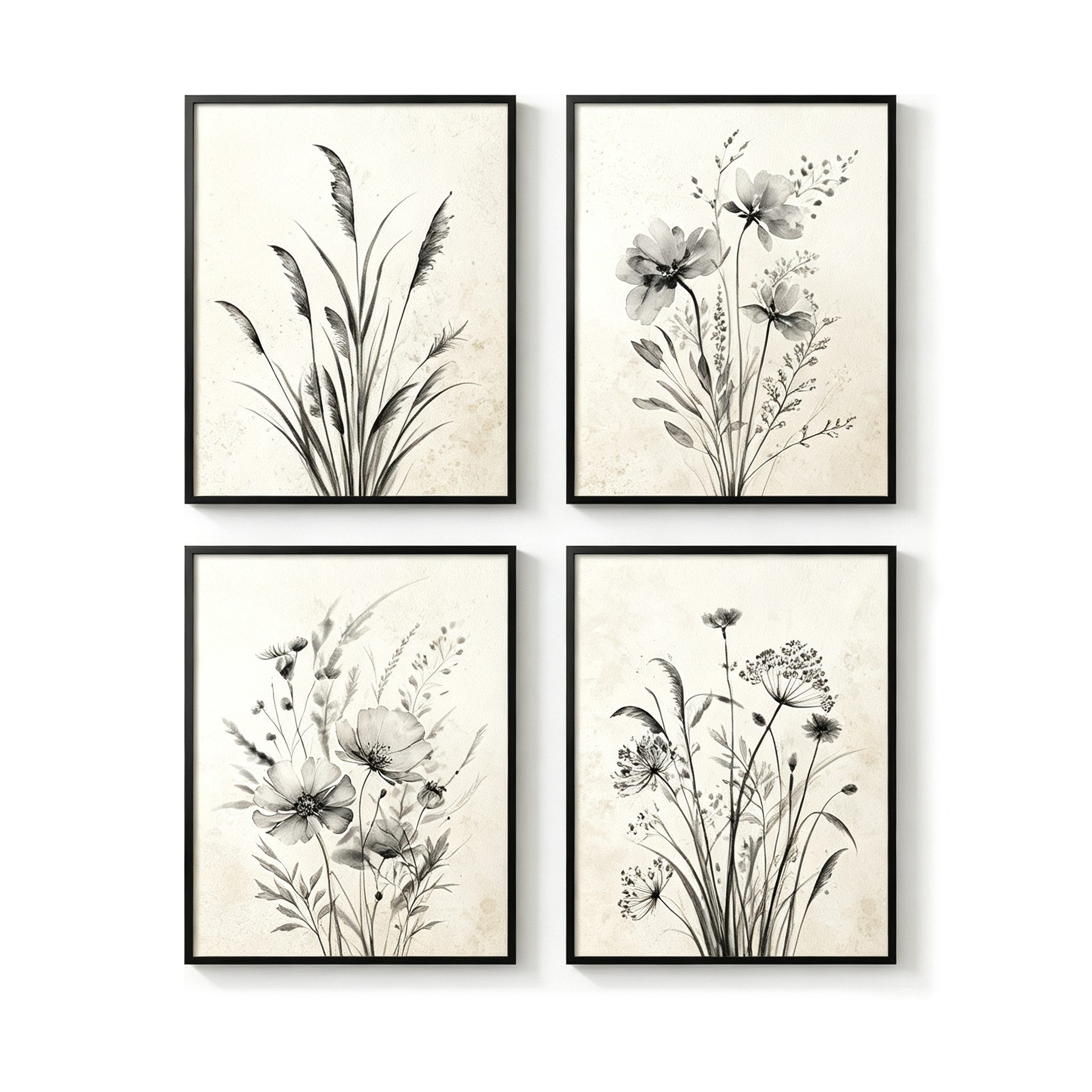Zyronn Leinwandbild Vintage-Blumenleinwand, Boho-Wandbild im Bohème-Stil, florales Wandbild im Landhausstil für Schlafzimmer, Wohnzimmer