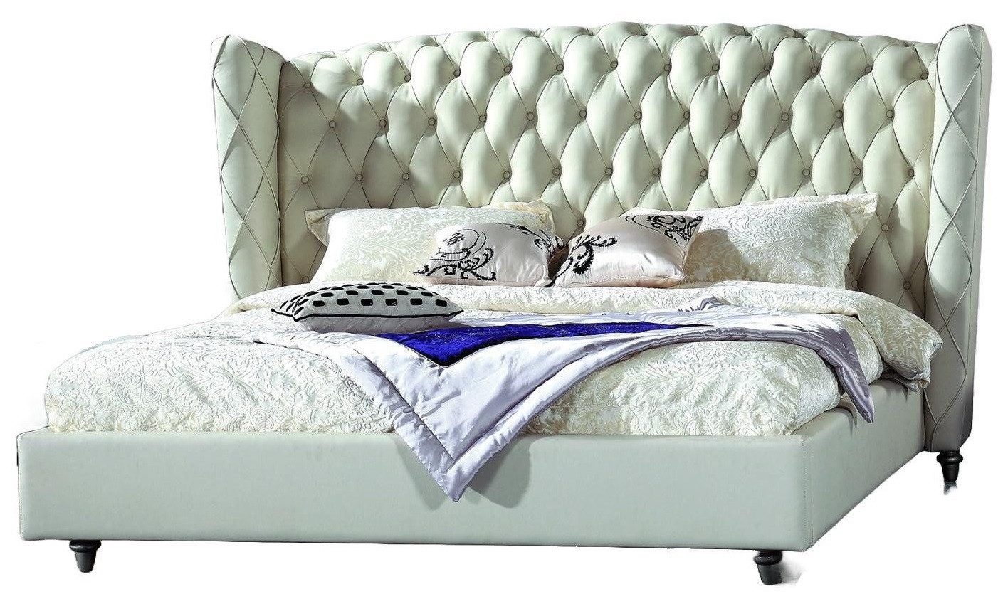 Polsterbett Luxus Chesterfield Bett aus Leder für elegantes Schlafzimmer